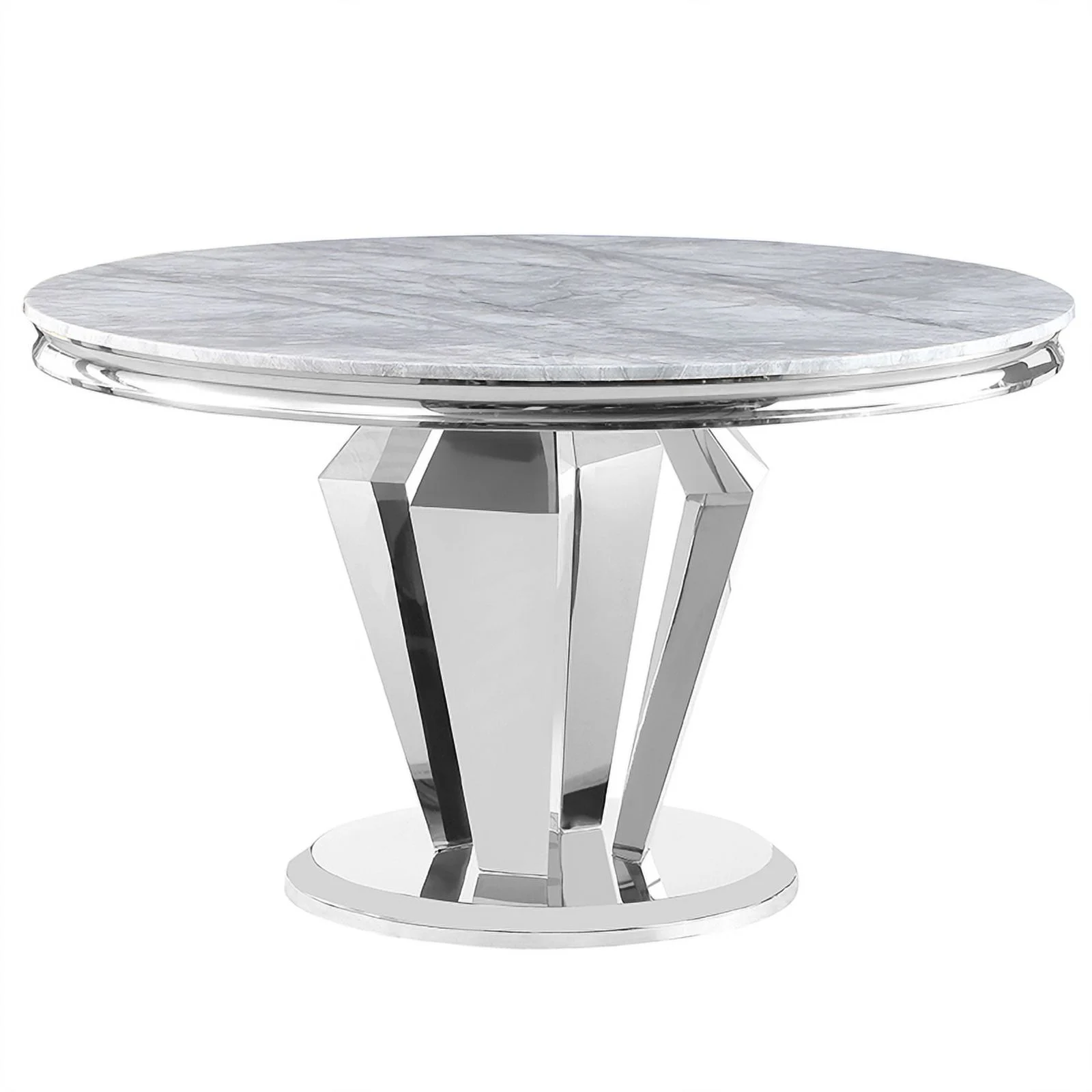Pemberly Row Crownie Silver Faux Marble Pedestal Round Dining Table (Seats 4)