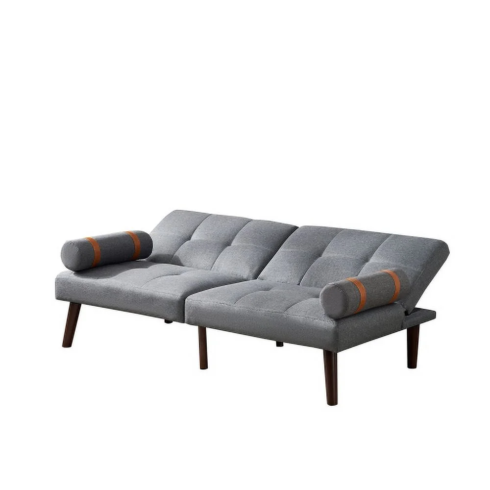 ZJbiubiuHome Convertible Sofa Bed Futon with Solid Wood Legs Linen Fabric Grey
