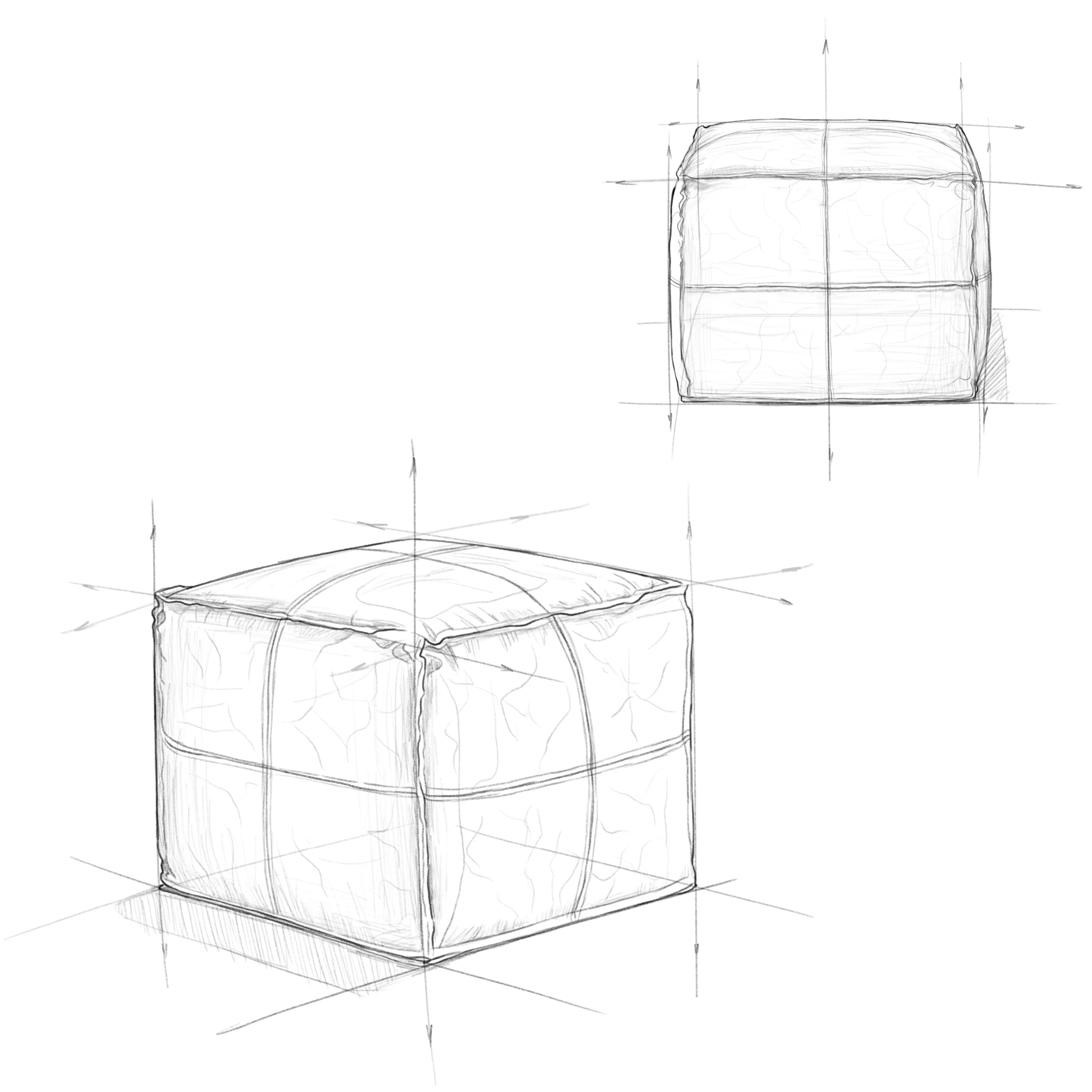 Simpli Home Sheffield Boho Square Pouf in Distressed Dark Brown Leather