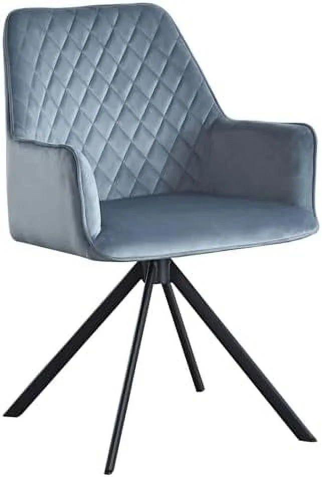 TJUNBOLIFE Velvet Upholstered Contemporary Accent Chair  Dining Chair Upholstered Backrest Seat Chairs for Home Kitchen/Living Room sBlue and Black