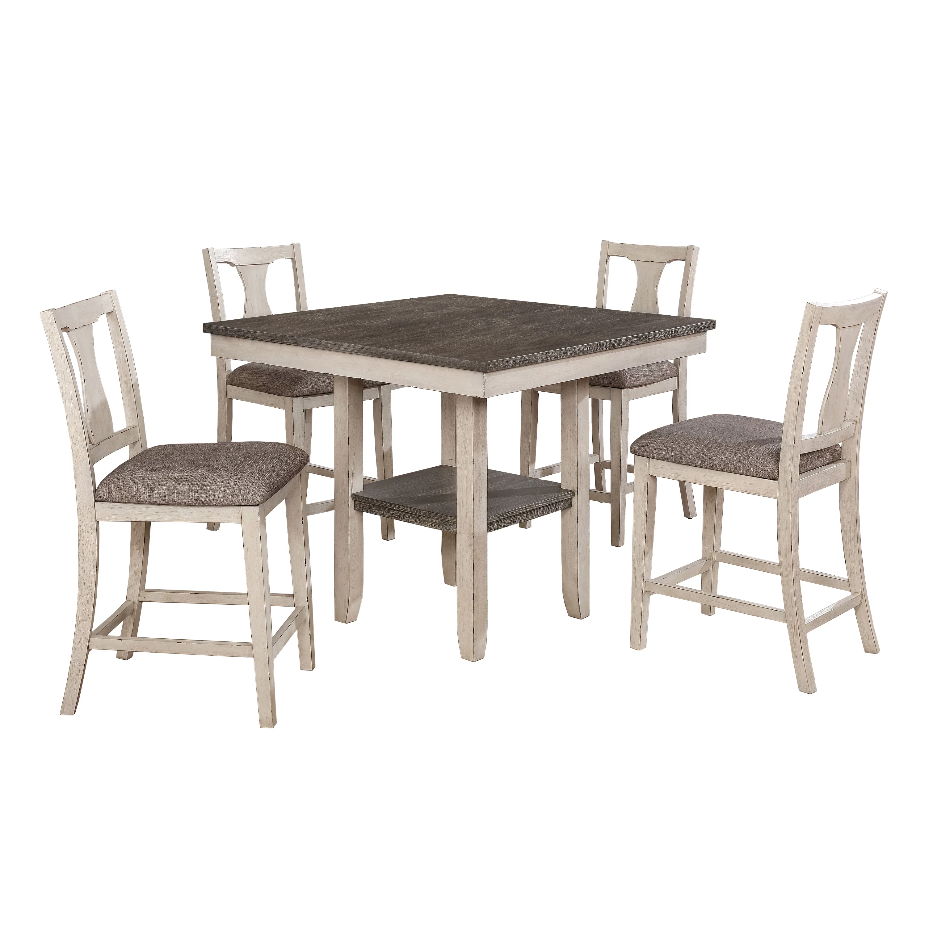 Furniture of America Abram II Contemporary 5-Piece Counter Dining Set, Gray
