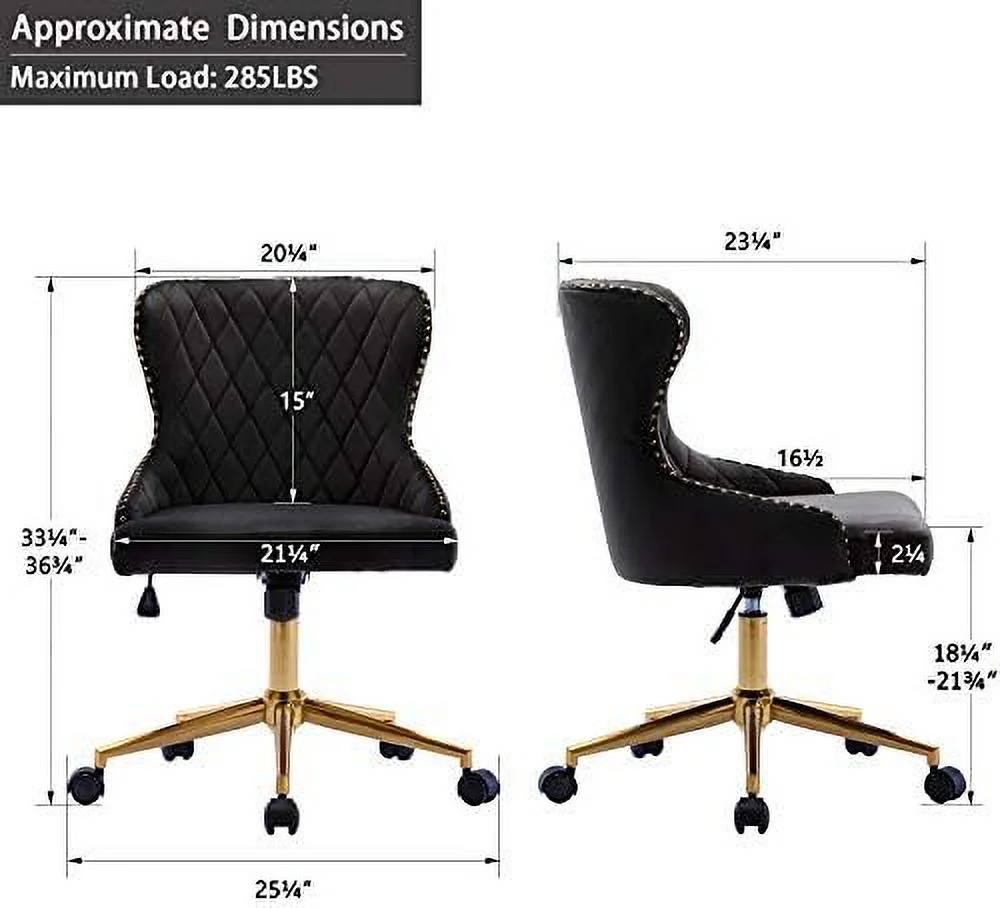 SJOINGB Duhome  Office Chair Desk Chair Mid-Back with Gold Base Height Adjustable Dark Grey