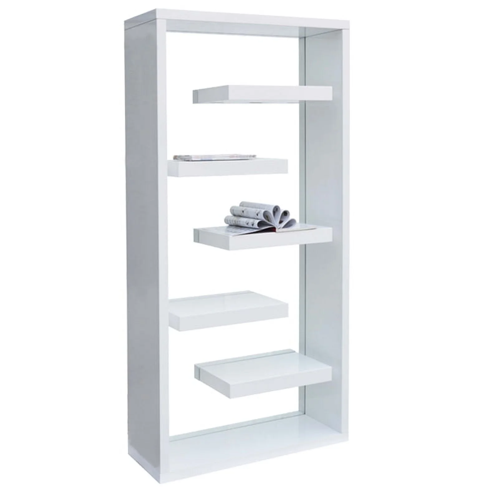 Pemberly Row Modern / Contemporay White Finish Wood Bookcase