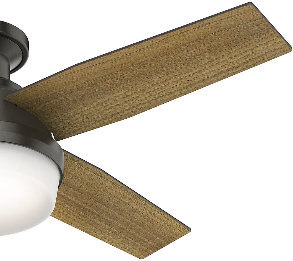 AUCHI Fan Company, 59445, 44 inch Dempsey Noble Bronze Low Profile Ceiling Fan with LED Light Kit and Handheld Remote