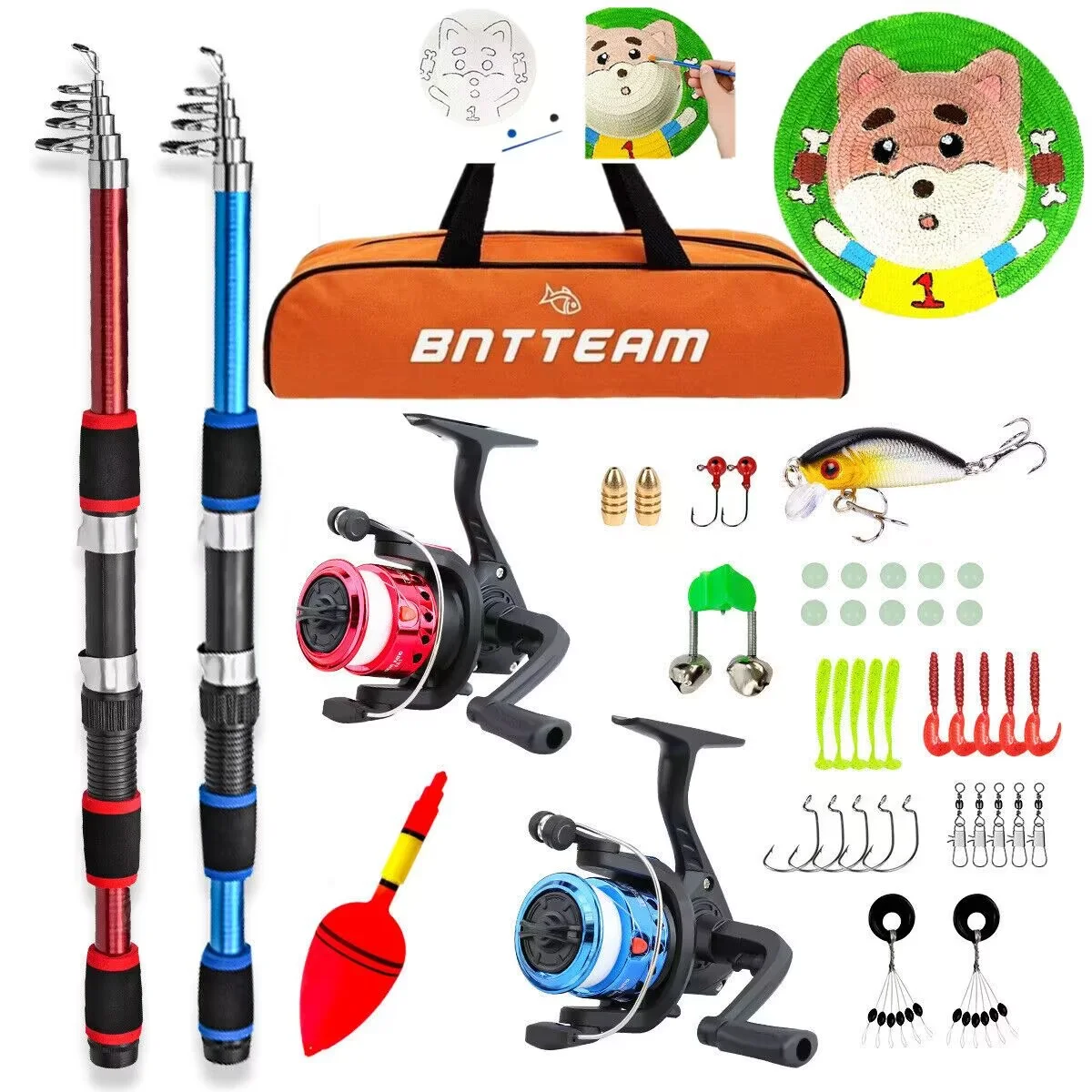 BNTTEAM Kids Fishing Rod, Kids Fishing Pole Portable Telescopic Fishing Rod and Reel Combo Kit for Boys, Girls, Youth - with Fishing Reel, Fishing Tackles, Fishing Lures, Fishing Lines