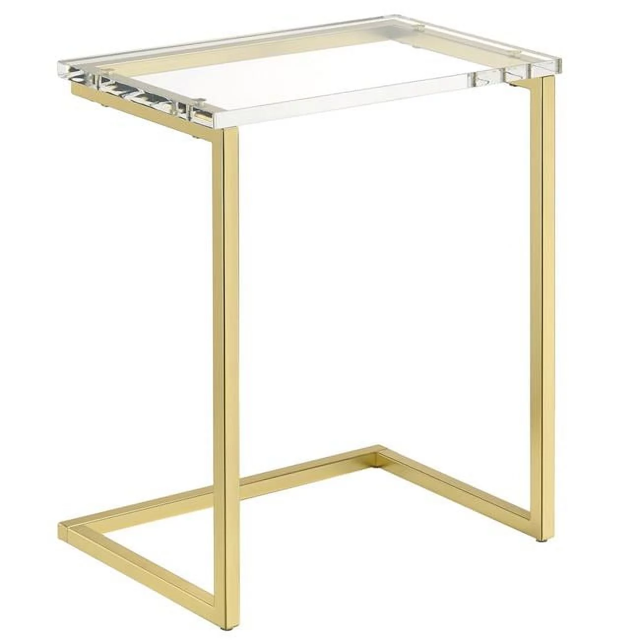 A La Carte Clear Acrylic C-Table With Satin Gold Metal Base