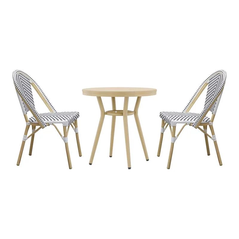 Furniture of America Devey Metal Patio 3-Piece Table and Chair Set in Black