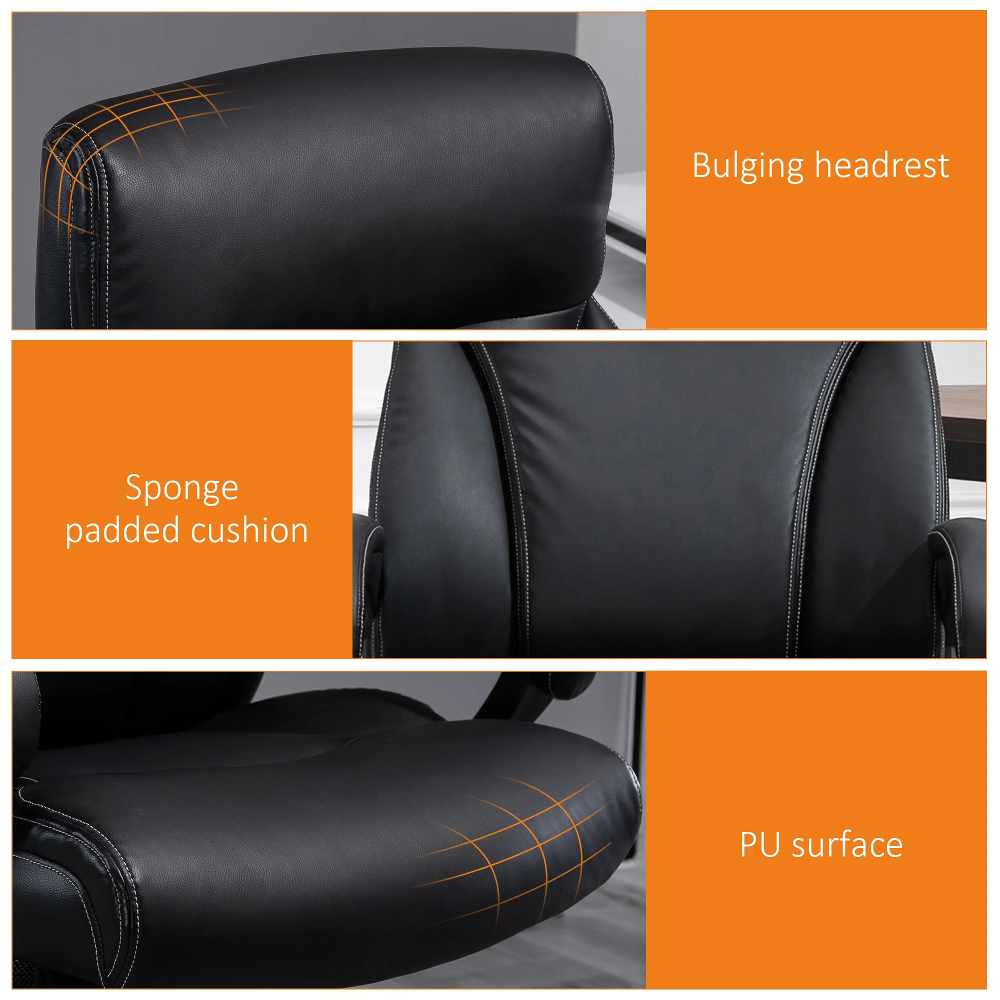 Vinsetto PU Leather 6-Point Massage Office Chair, Black