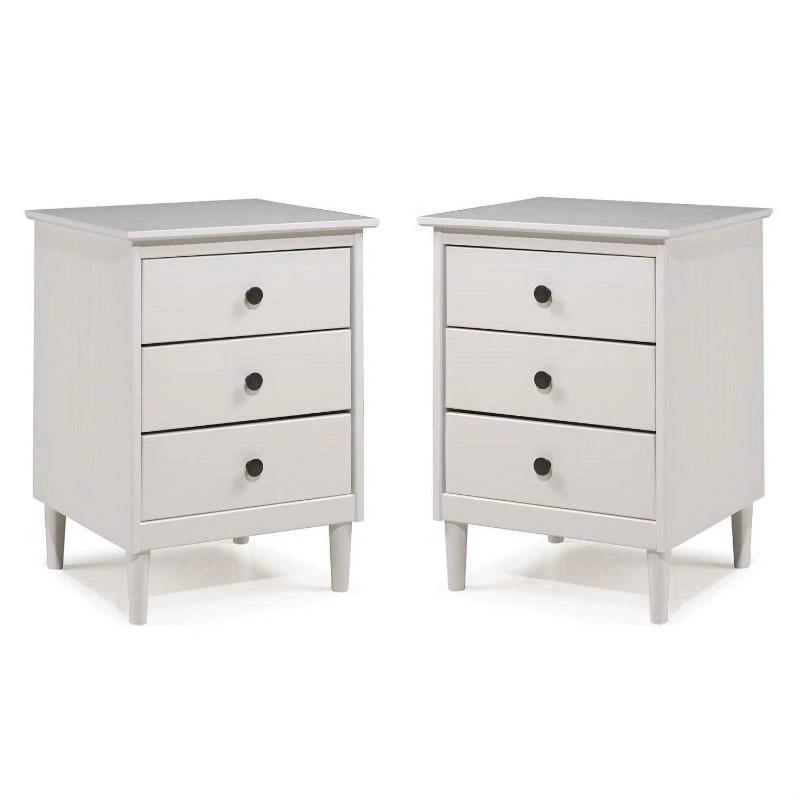 Home Square 2 Piece Solid Wood Nightstand Set with 3 Drawer in White