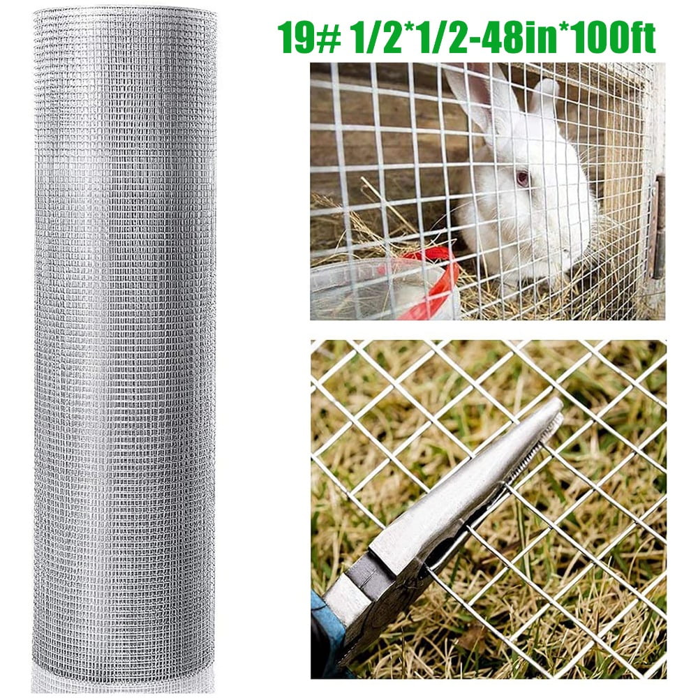 48inx100ft 1/2 in 19 Gauge Hardware Cloth Welded Cage Wire Chicken Fence mesh Rolls Square Chicken Wire Netting Raised Garden Rabbit Fence Snake Fencing Rodent Animals