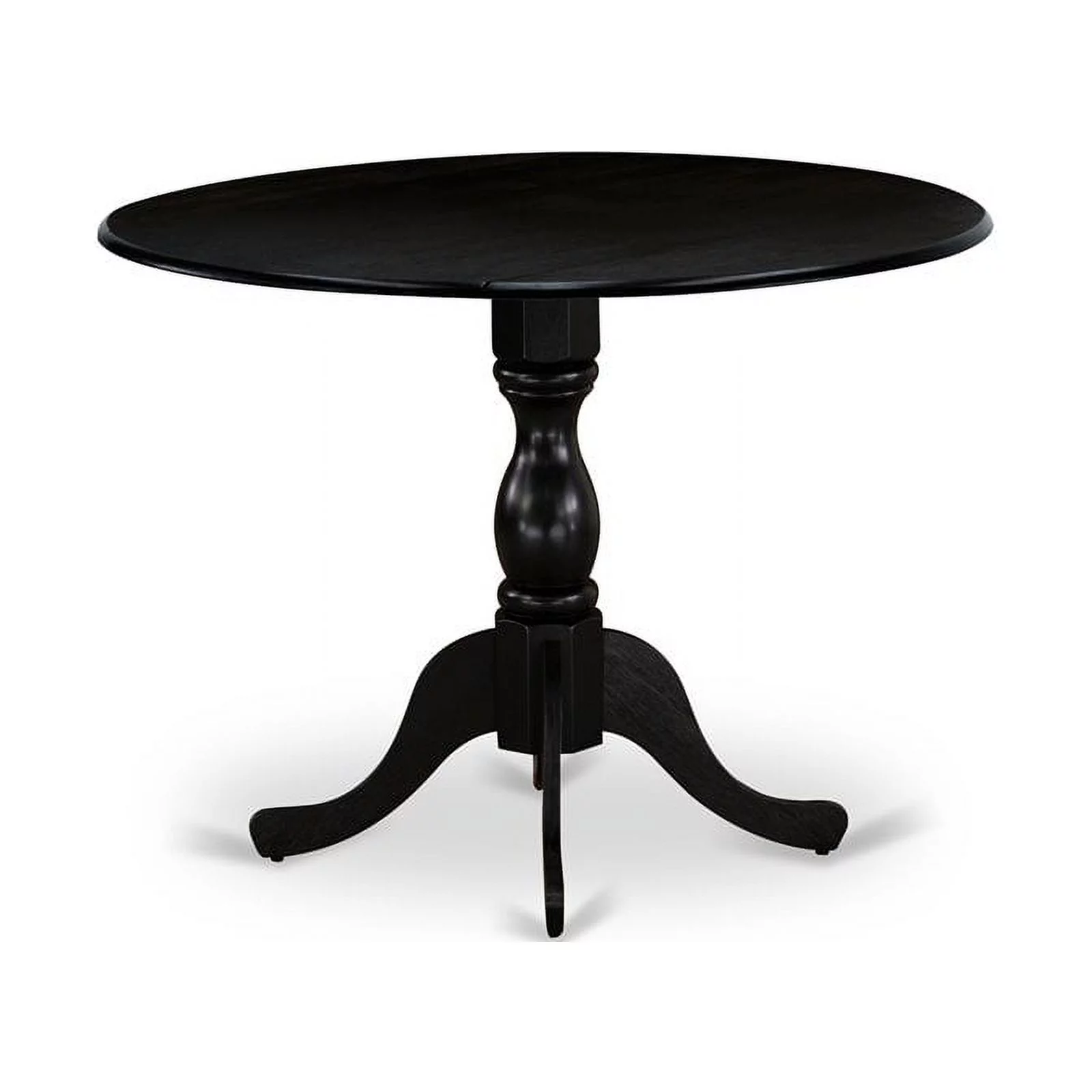 East West Furniture Dublin Wood Dining Table with Pedestal Legs in Black