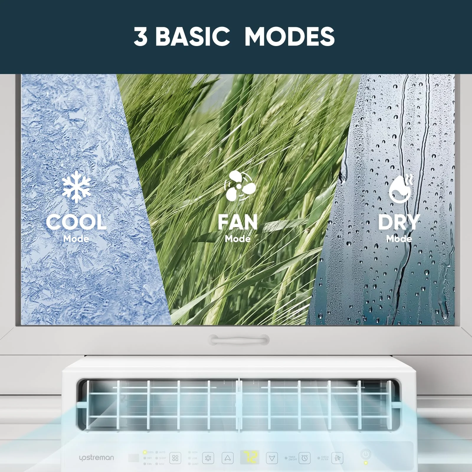 Upstreman 8100 BTU Window Air Conditioner, Cools up to 380 Sq. Ft, Full View, With Open Window Flexibility, Energy Saving, Remote Control (Fits up to 11