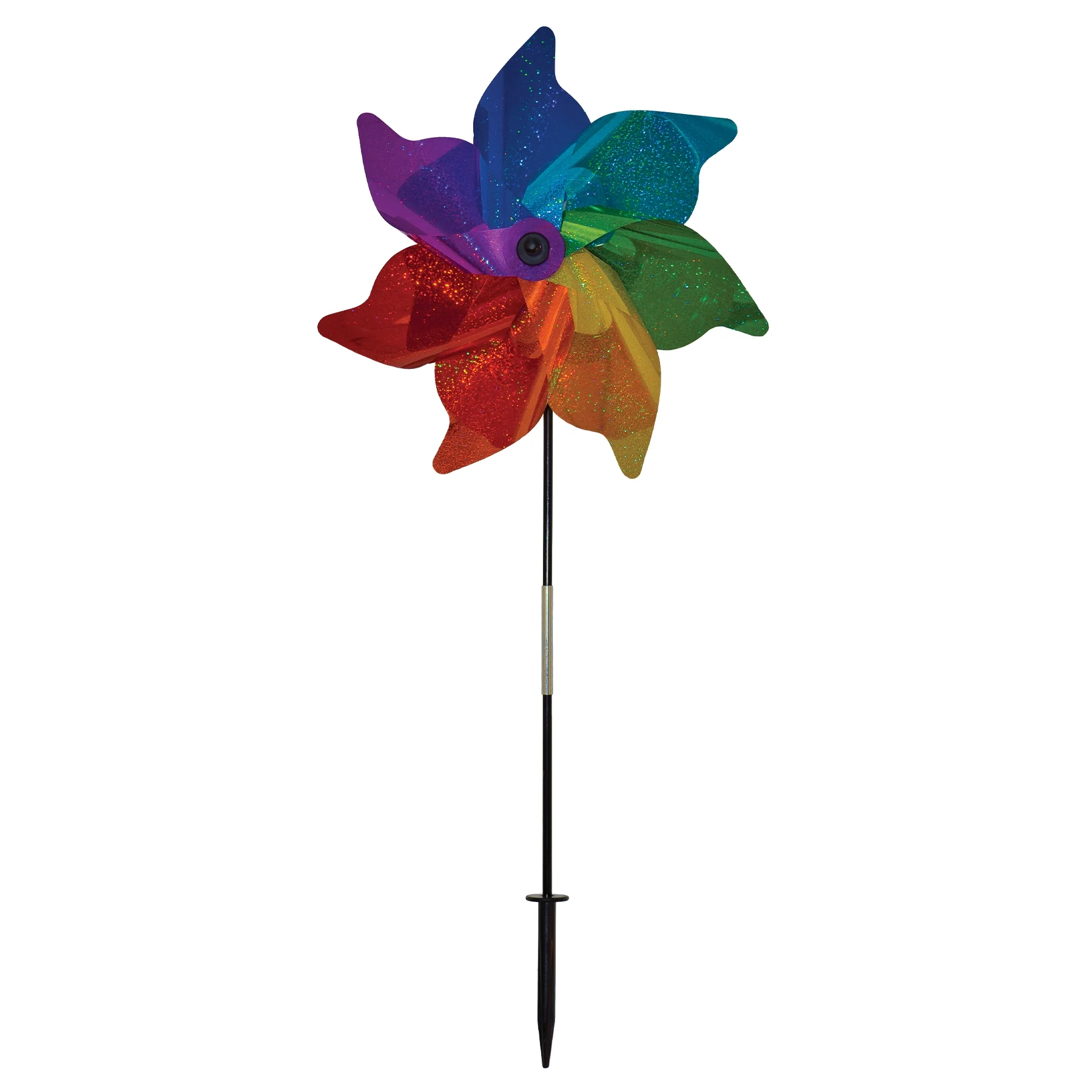 In the Breeze 2897 — Rainbow Sparkle Pinwheel Spinner, 18-Inch — Colorful Large Mylar Pinwheel