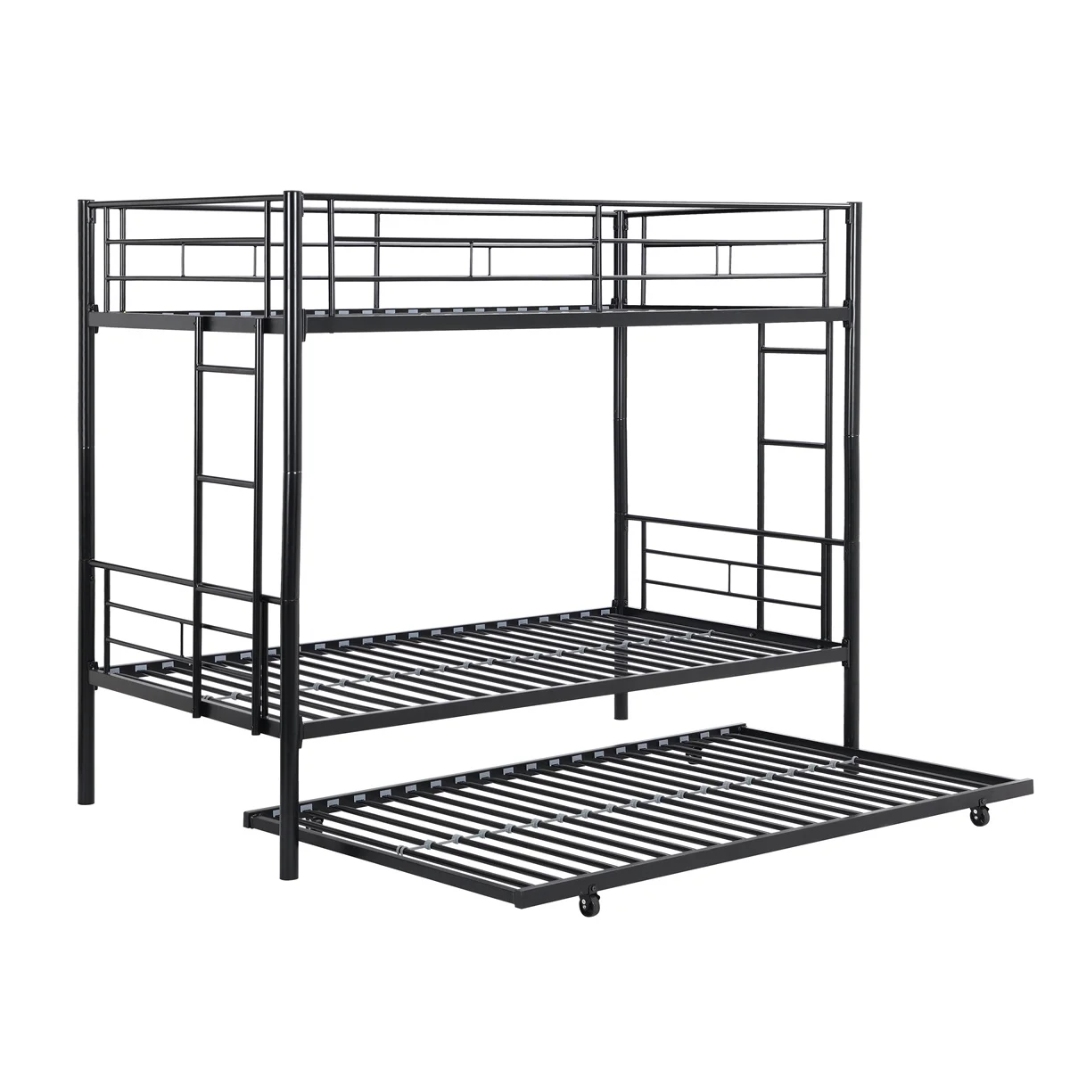 Twin-Over-Full Metal Bunk Bed with Ladder and Guardrails, Easy Assembly, White