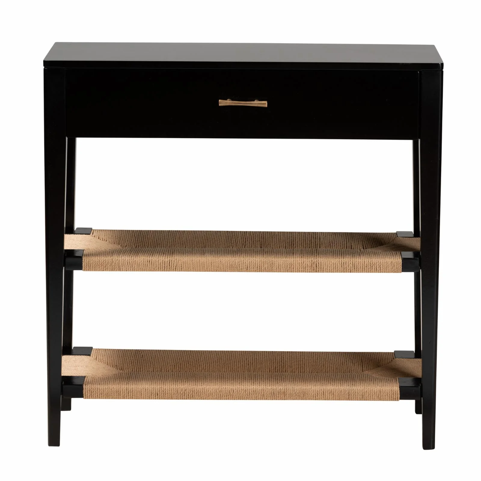 Baxton Studio Freya Black Finished Bayur Wood 1-Drawer Console Table