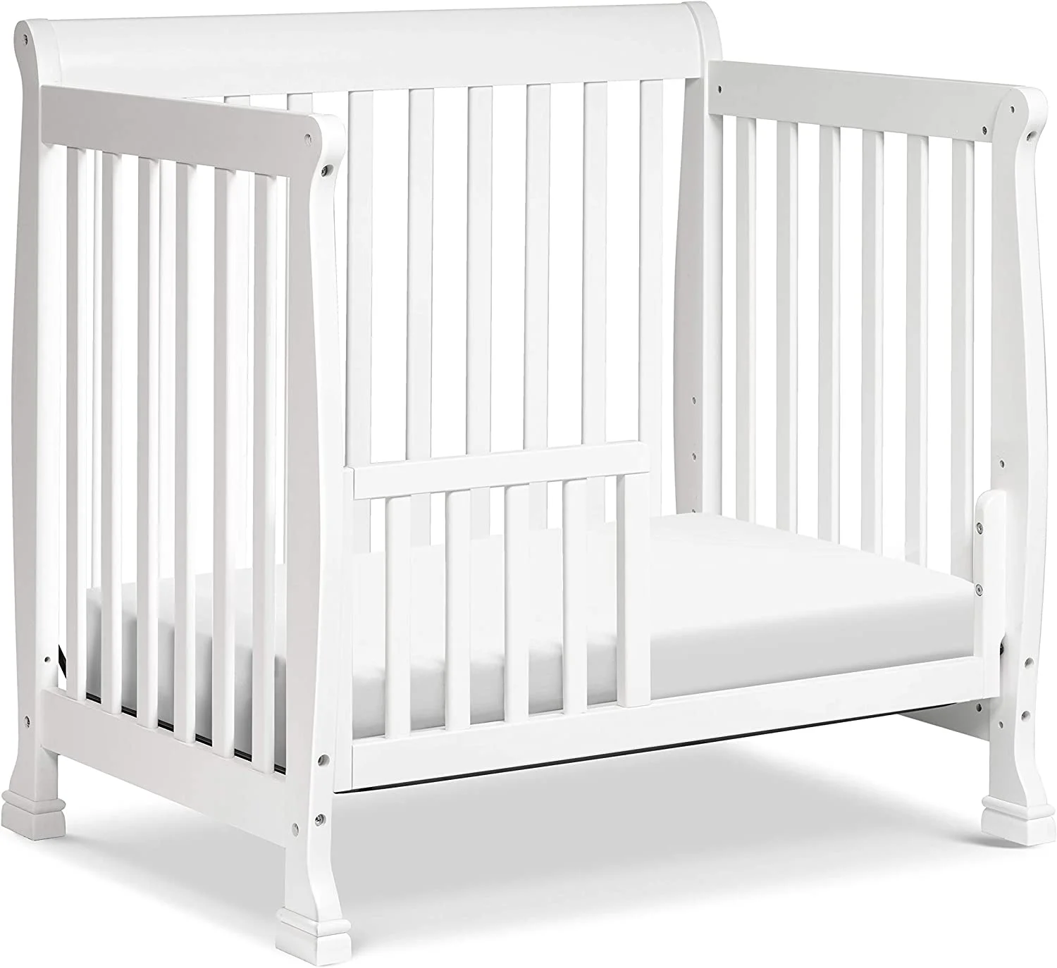 QINBI Kalani 4-in-1 Convertible Mini Crib in White | Greenguard Gold Certified