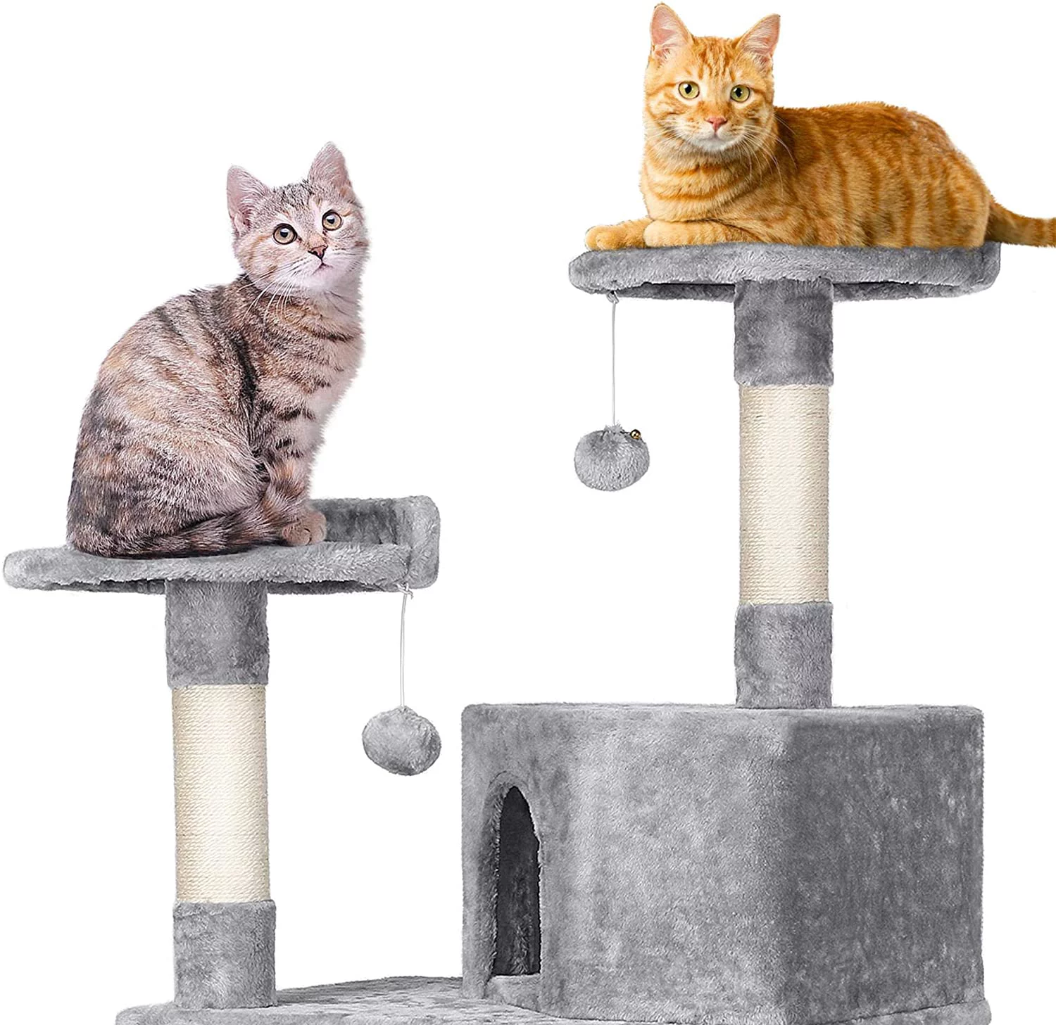 Multi-Level Cat Tree Cat Tower, 59''H Activity Center Tower Stand Furniture with Scratching Posts, Plush Perch & Hammock