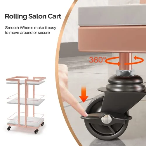 OmySalon Esthetician Cart Salon Trolley with Wheels, Spa Cart Mobile Storage Organizer for Beauty Tattoo Manicure Facials Waxing Cosmetology Cart