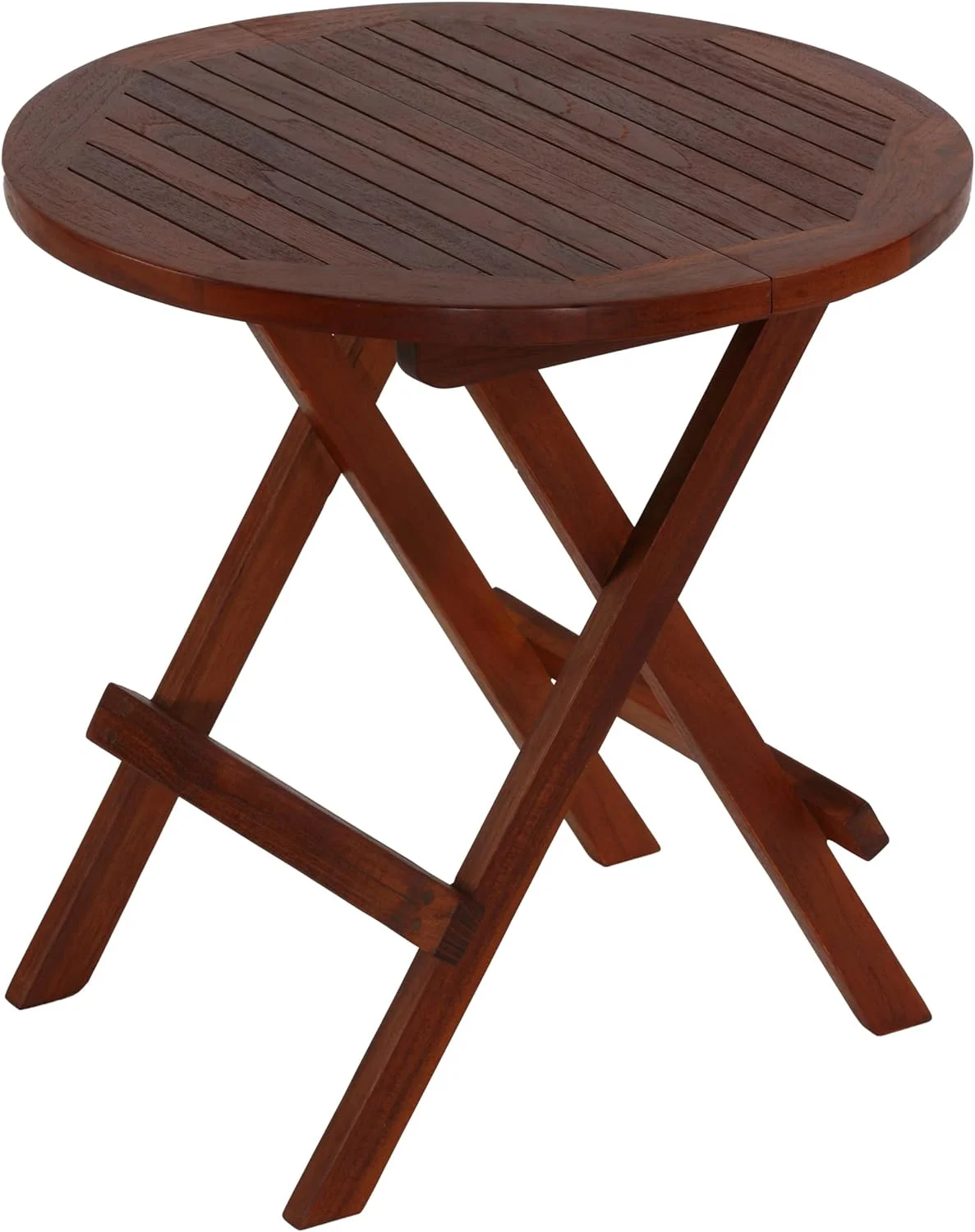 Karlyn Round Folding End Table In Teak Wood, 20