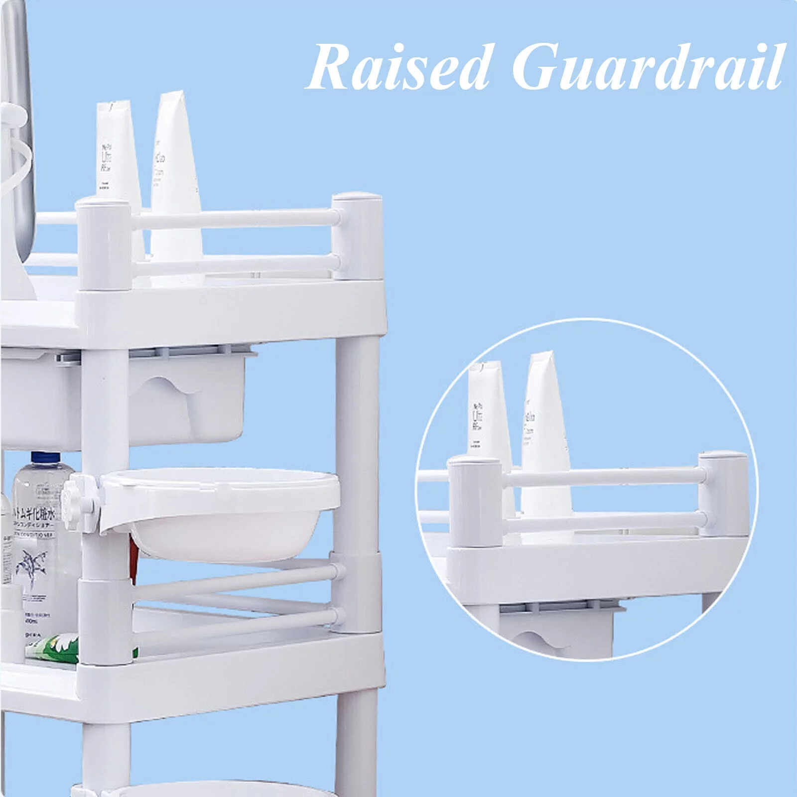 CNCEST 3 Tiers Medical Trolley Mobile Utility Rolling Serving Cart w/ Lockable Wheels