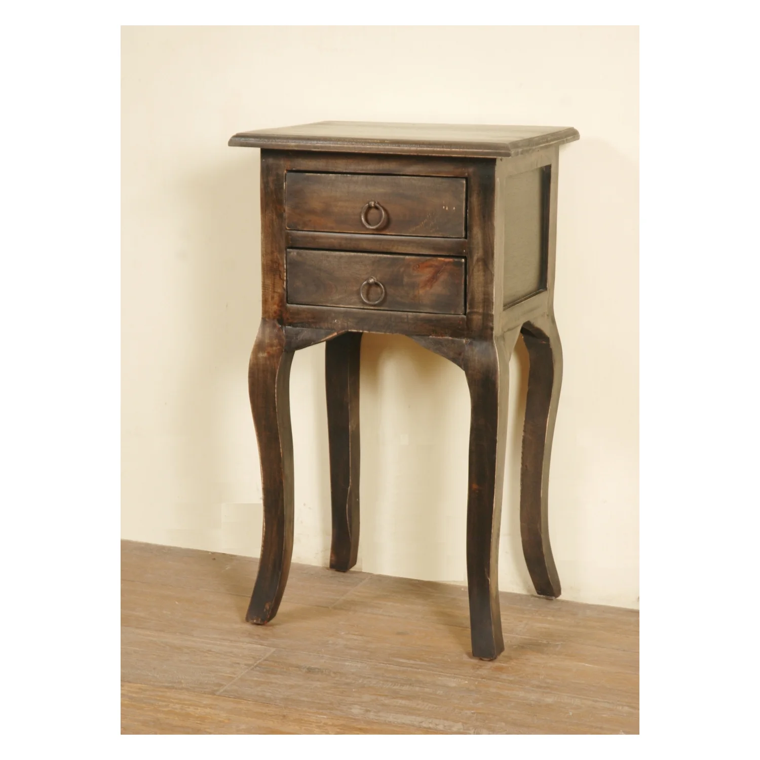 HomeStock Side End Table , Antique Iron Brown Solid Wood , Fully Assembled