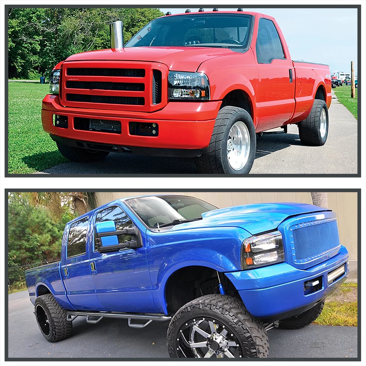 Spec-D Tuning Black Clear Headlights Compatible with 1999-2004 Ford F250 F350 F450 Super Duty, 2000-2004 Excursion, L+R Pair Head Light Lamp Assembly