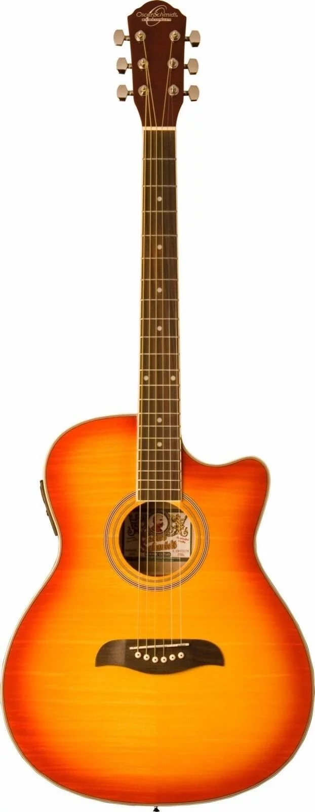 Oscar Schmidt OACE Auditorium Style Acoustic-Electric Guitar - Flame Natural