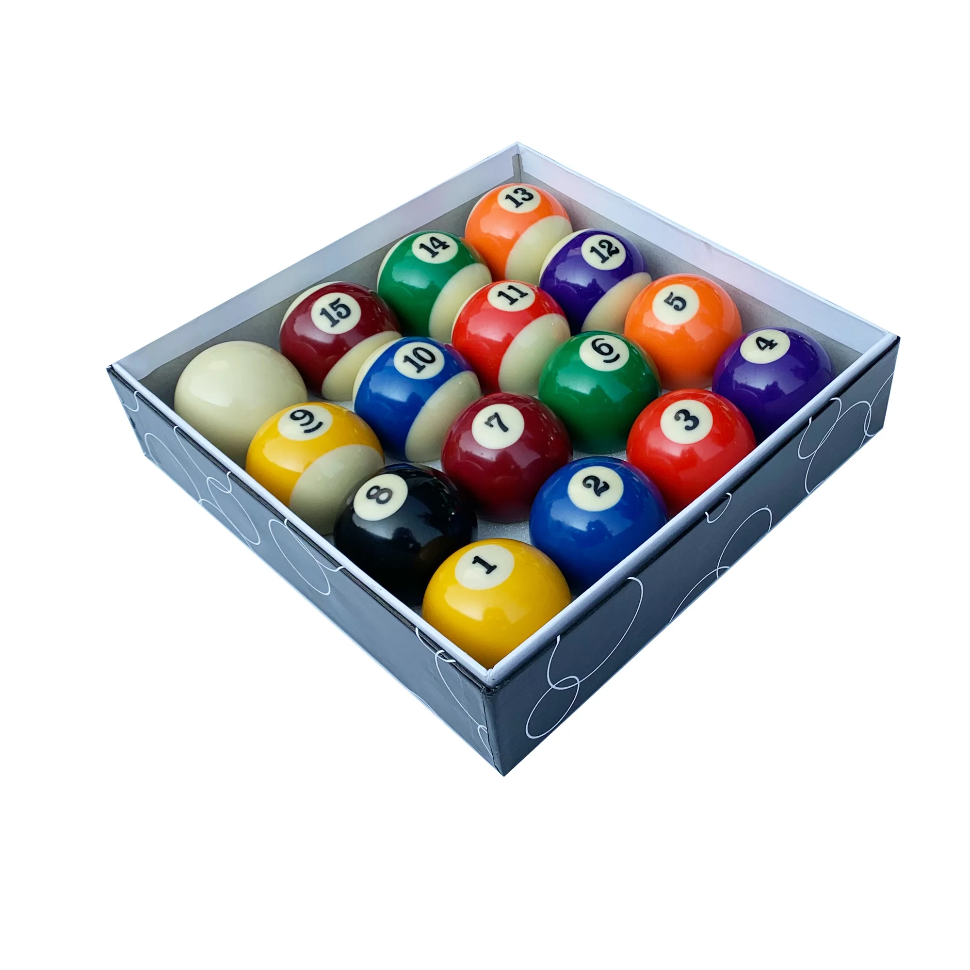 RACK Standard Size 2.25in Premium Billiard/Pool Balls, Complete 16 Ball Set