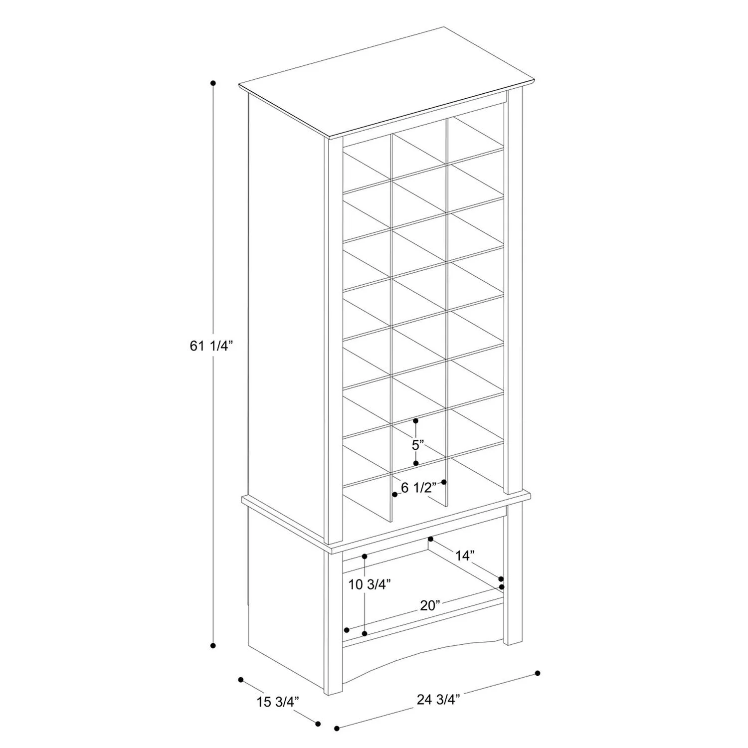 Prepac Tall Shoe Cubbie Cabinet in Espresso