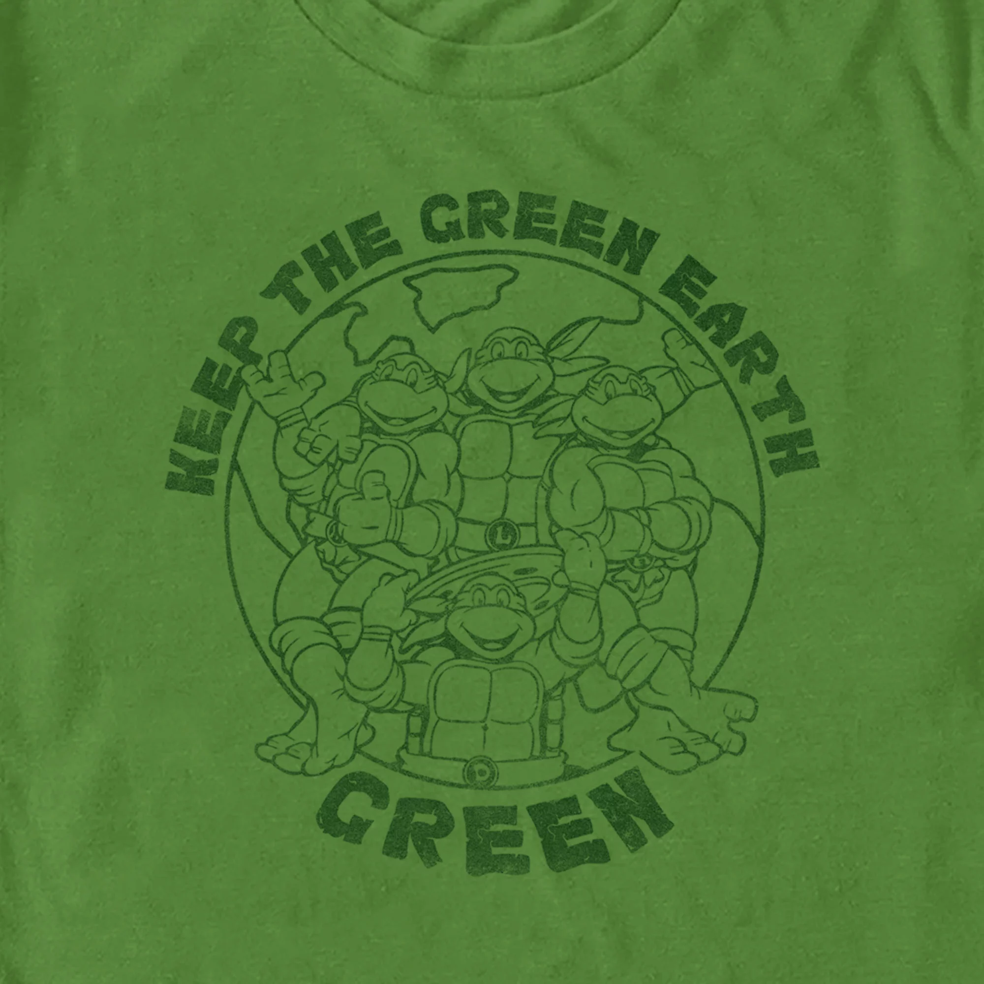 Men's Teenage Mutant Ninja Turtles Keep the Earth Green  Graphic Tee Kelly Green 3X Large