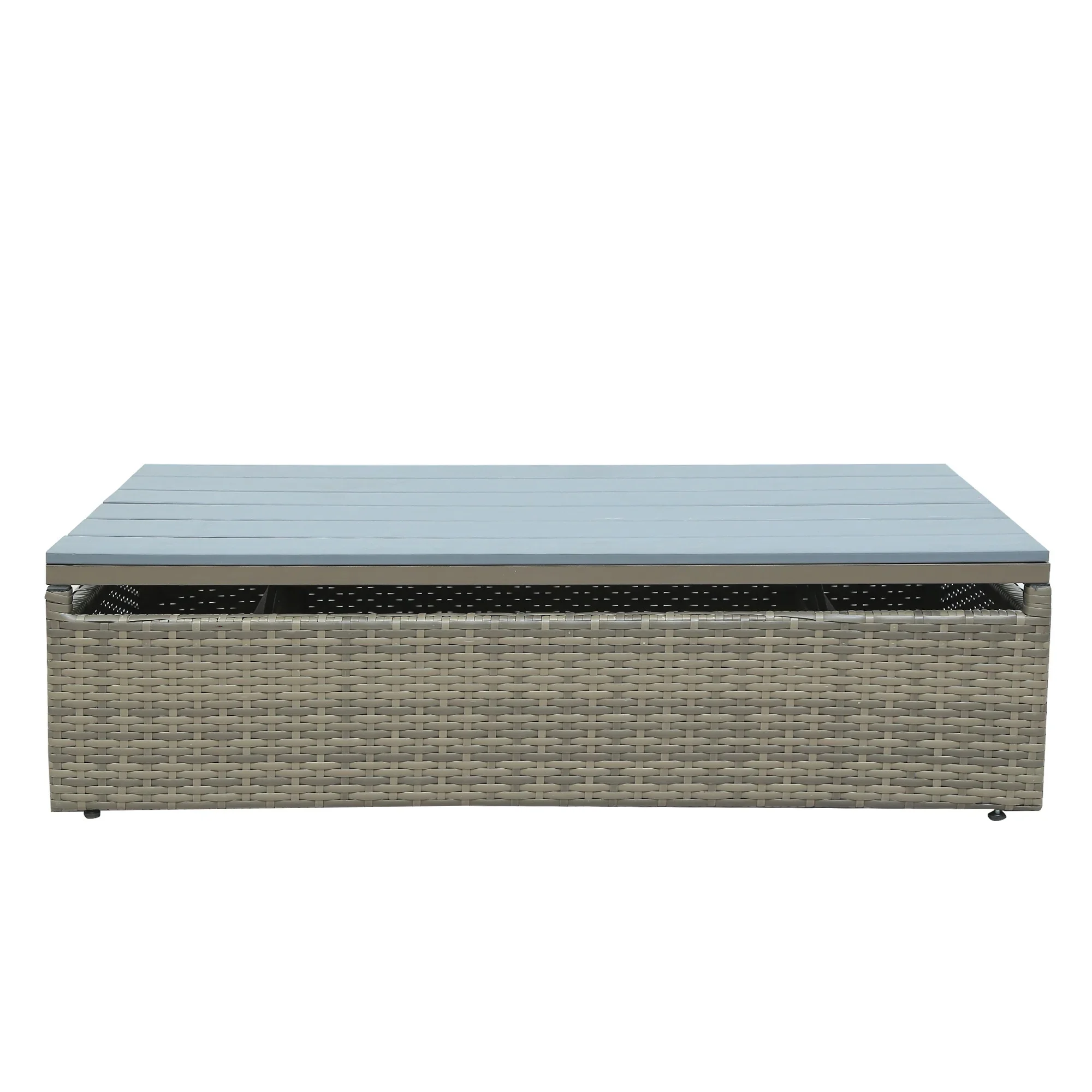 Patio Furniture Sets, 5-Piece Patio Wicker Sofa with Adustable Backrest, Cushions, Ottomans and Lift Top Coffee Table, Gray