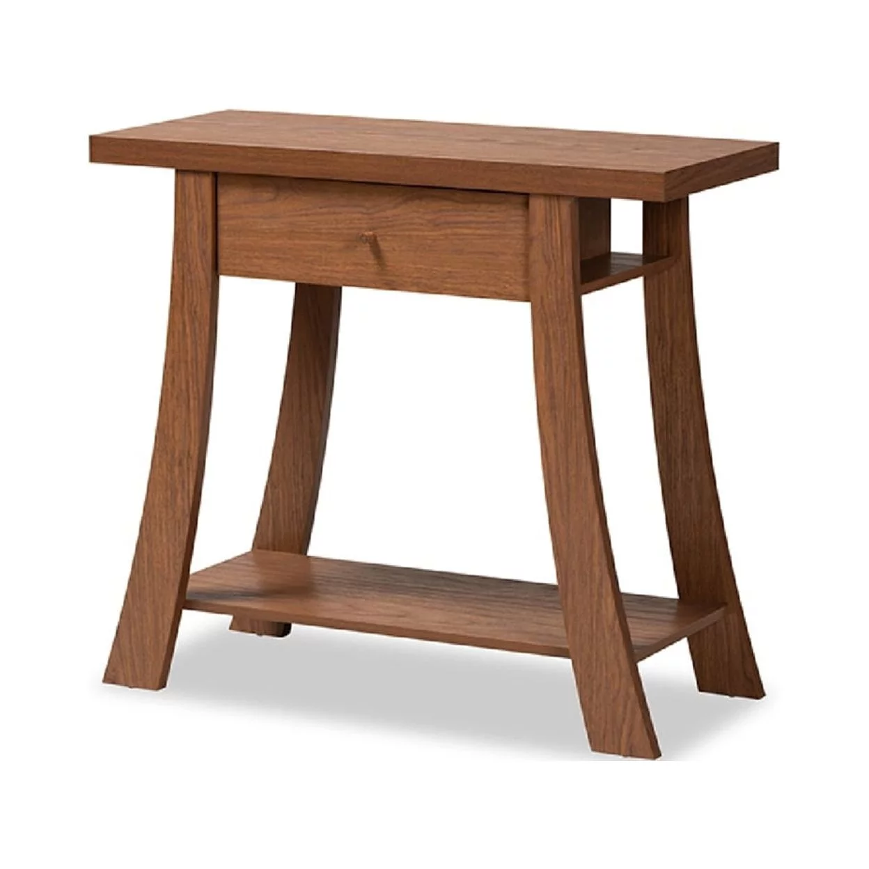Baxton Studio Herman Modern and Contemporary Walnut Brown Finished Wood 1-Drawer Console Table