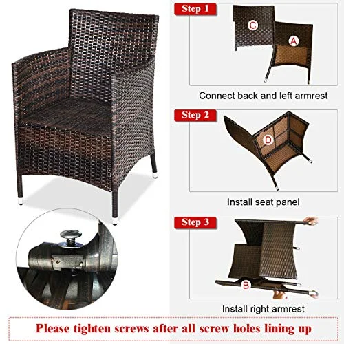 HAPPYGRILL 3-Pieces Patio Furniture Set Outdoor Wicker Rattan Conversation Set with Coffee Table Chairs & Thick Cushions Bistro Sets for Patio Garden Lawn Backyard Pool