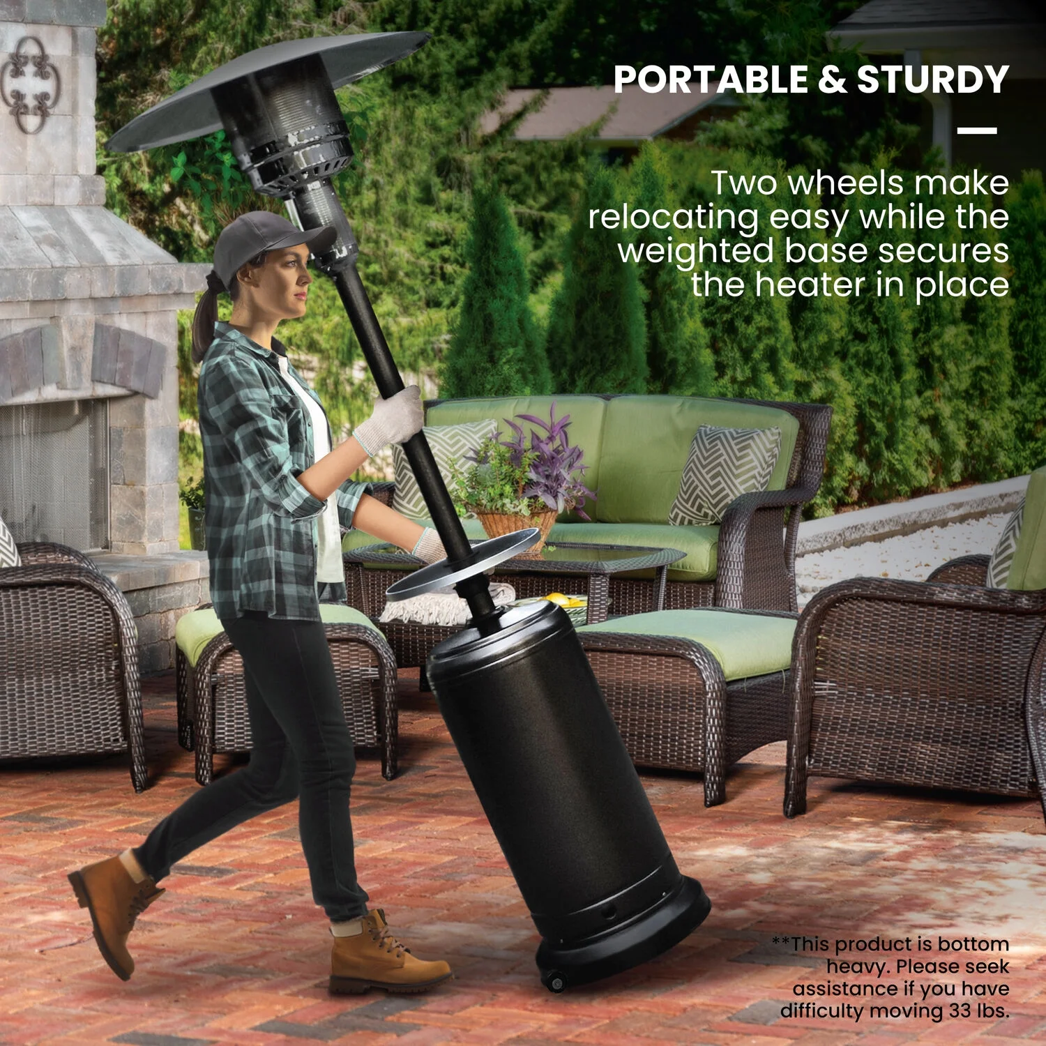 Hanover 7-ft. 48,000 BTU Steel Umbrella Propane Patio Heater in Black, HAN004BLK