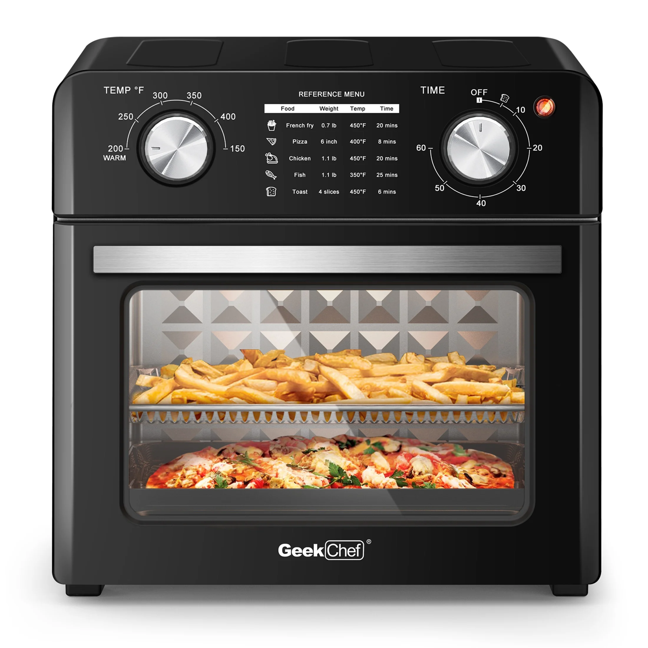 1pc Geek Chef Air Fryer Countertop Convection Oven, 4 Slice Toaster Air Fryer Oven Warm, Broil, Toast, Bake, Air Fry, Oil-Free, Perfect For Countertop (10QT Air Fryer Oven)