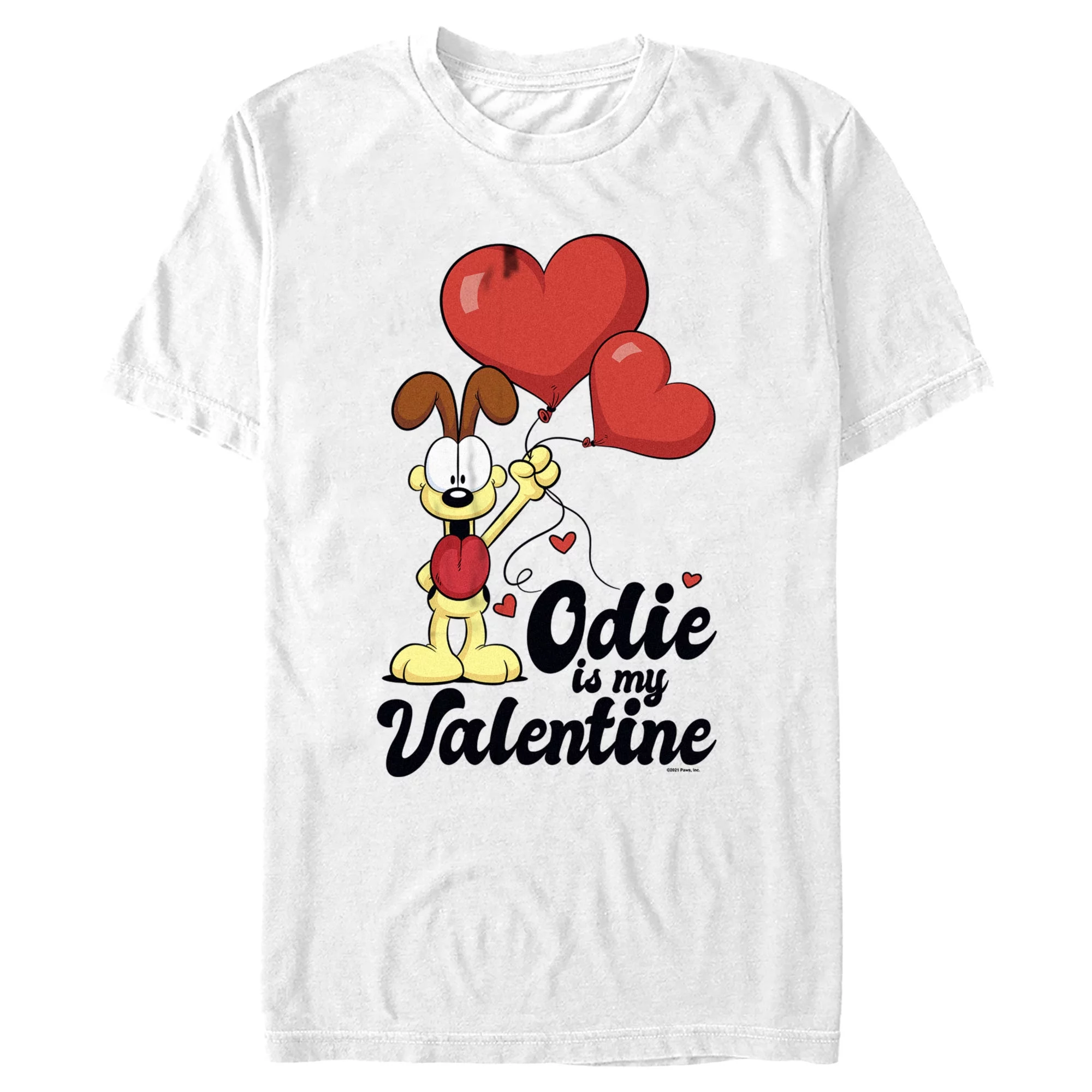 Men's Garfield Odie is My Valentine  Graphic Tee White 3X Large