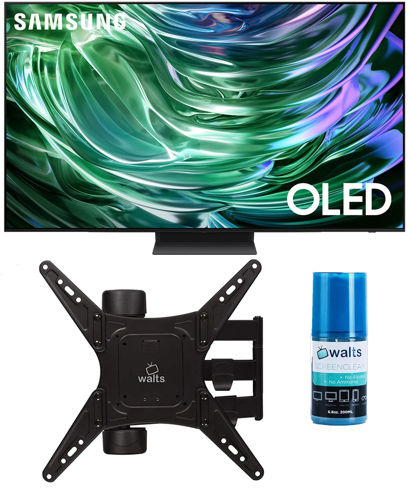 Samsung QN65S90DAFXZA 65 Inch 4K OLED Smart TV with Dolby Atmos with a Walts TV Medium Full Motion Mount for 32