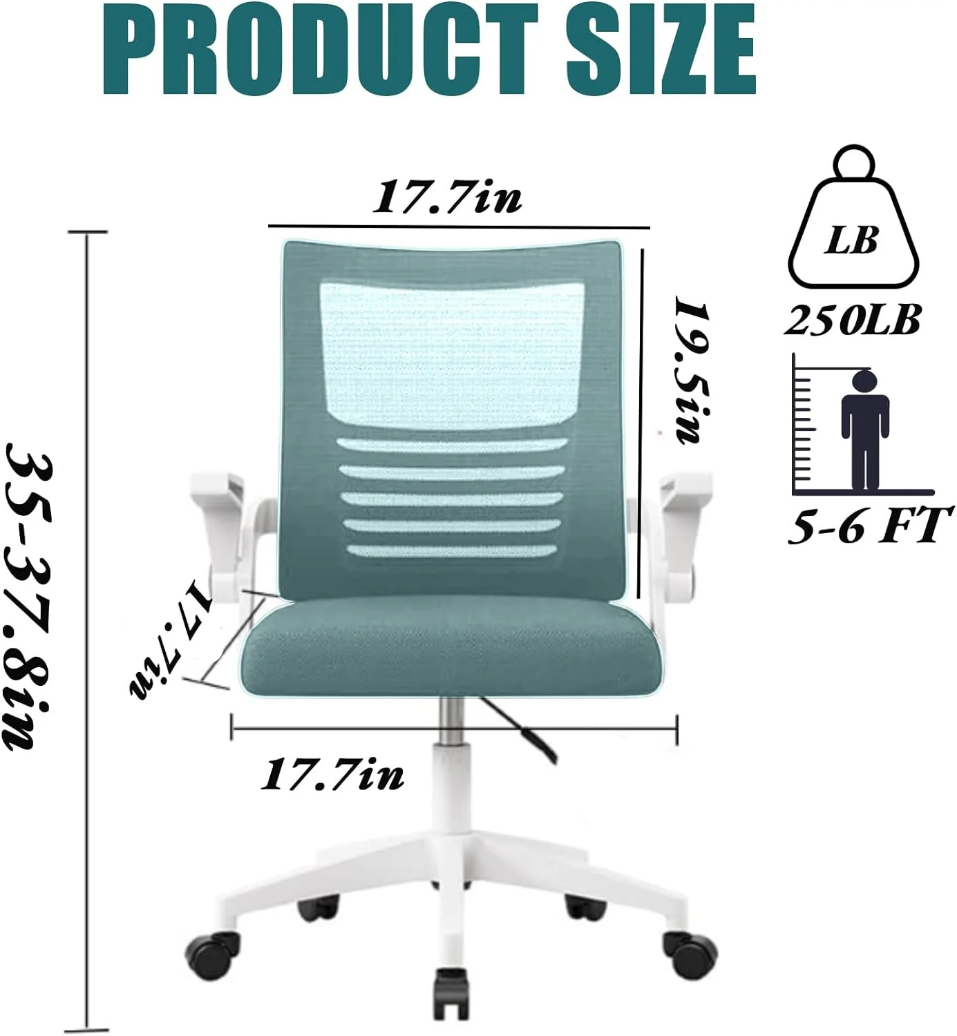 Computer Chair Mesh Ergonomic Office Chair Home Office Lumbar Support Padded Flip-up Armrest Swivel Desk Chair Office