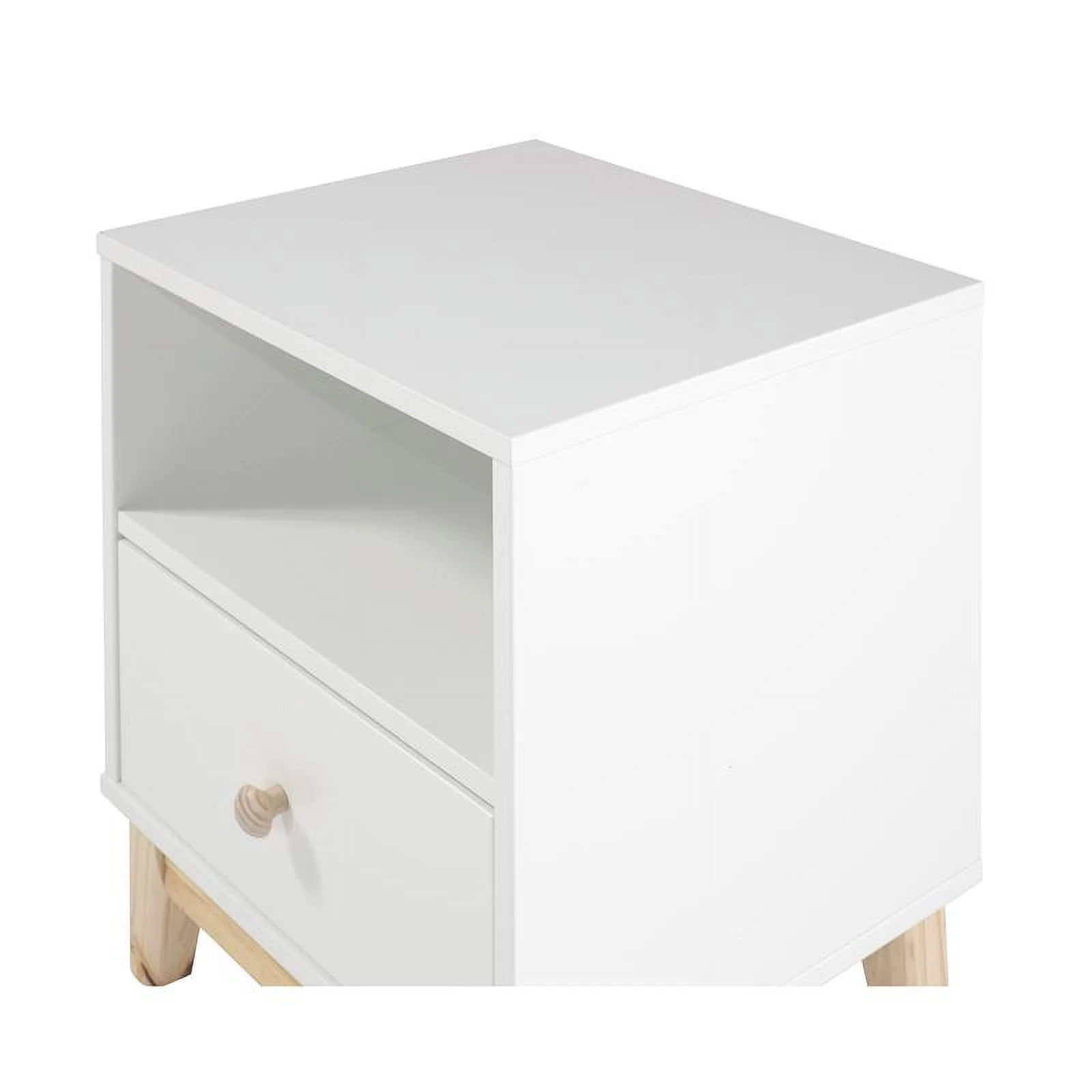 Home Square Wood One Drawer Nightstand in White Finish - Set of 2