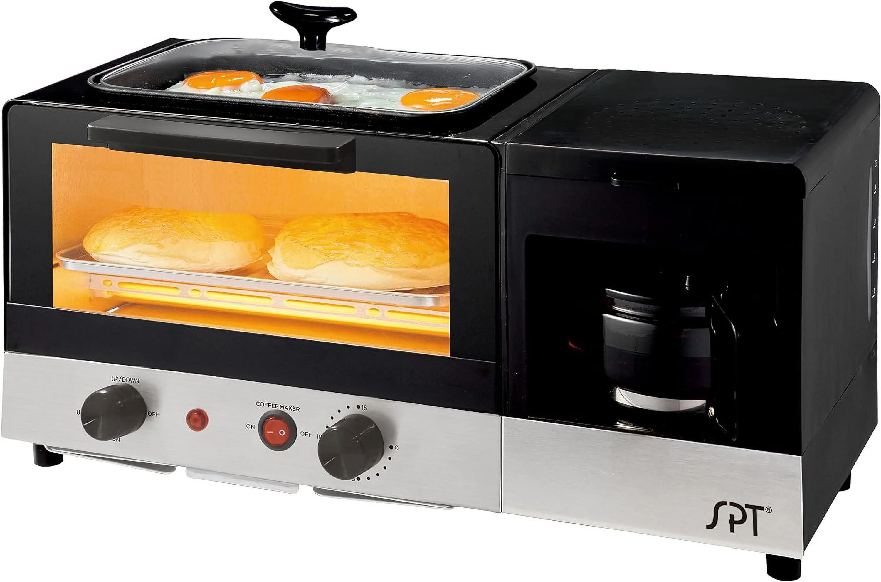 3-In-1 Breakfast Maker In Stainless Steel & Black,18.5W X 8.75D X 11.25H Inches