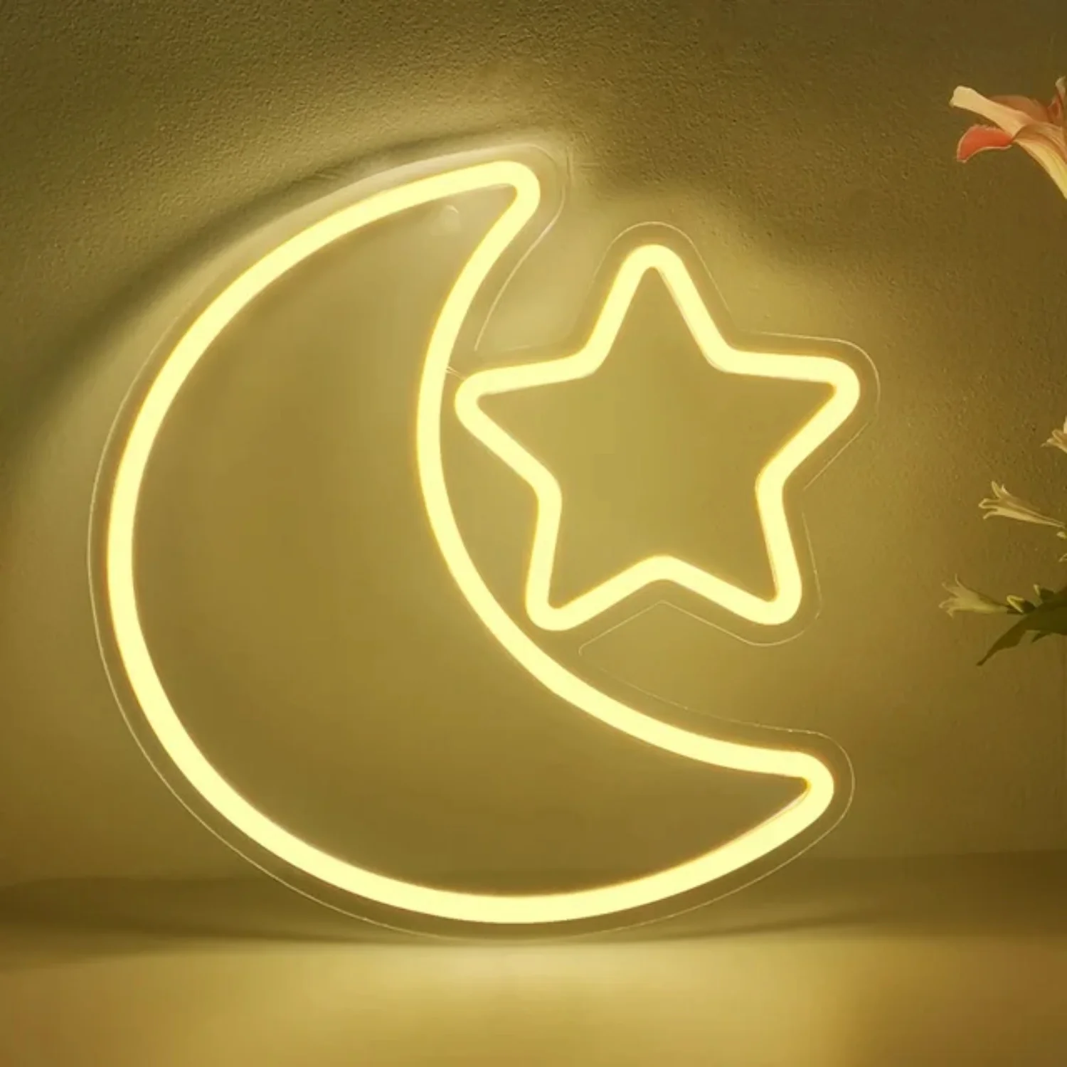 Custom Cozy  Warm LED Star Neon Sign - Dimmable USB Switch Acrylic Wall Art Decor - Brighten and create a Relaxing Atmosphere in Your Bedroom with Relaxing Night Lights
