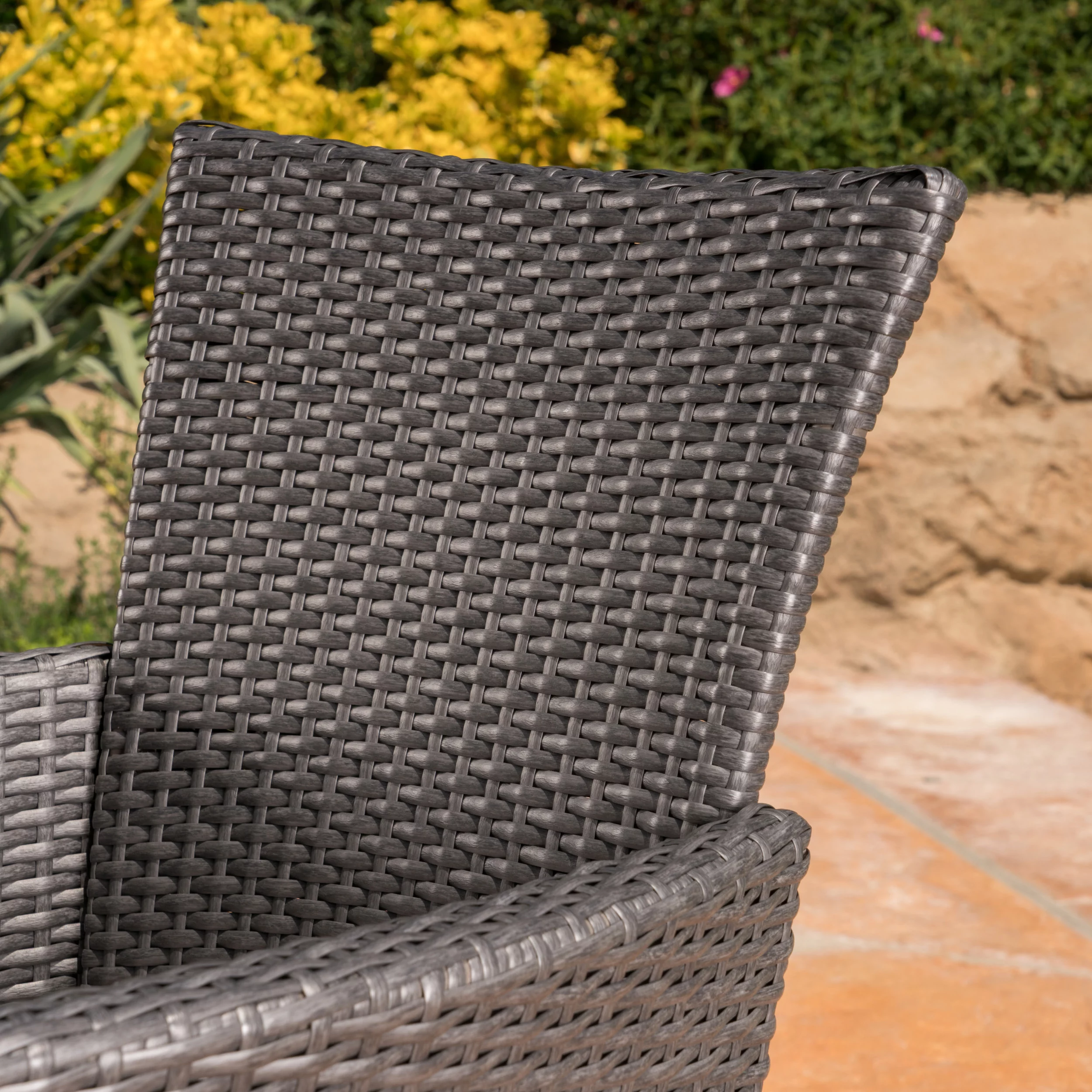 Norah Outdoor 3 Piece Wicker Bistro Set, Grey, Silver