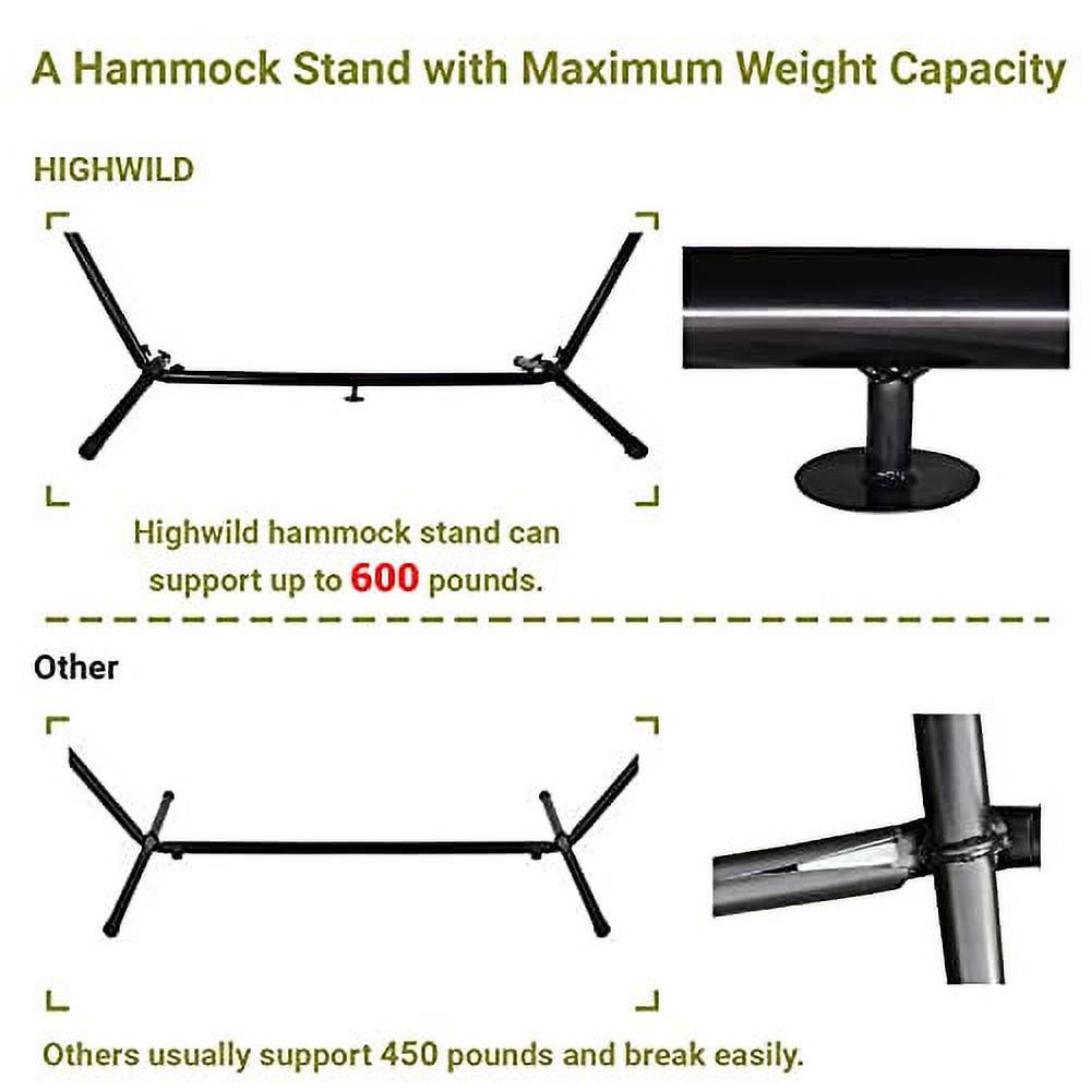 Highwild Double Hammock with Steel Stand - Max 600 Lbs (B- Blue/Purple)