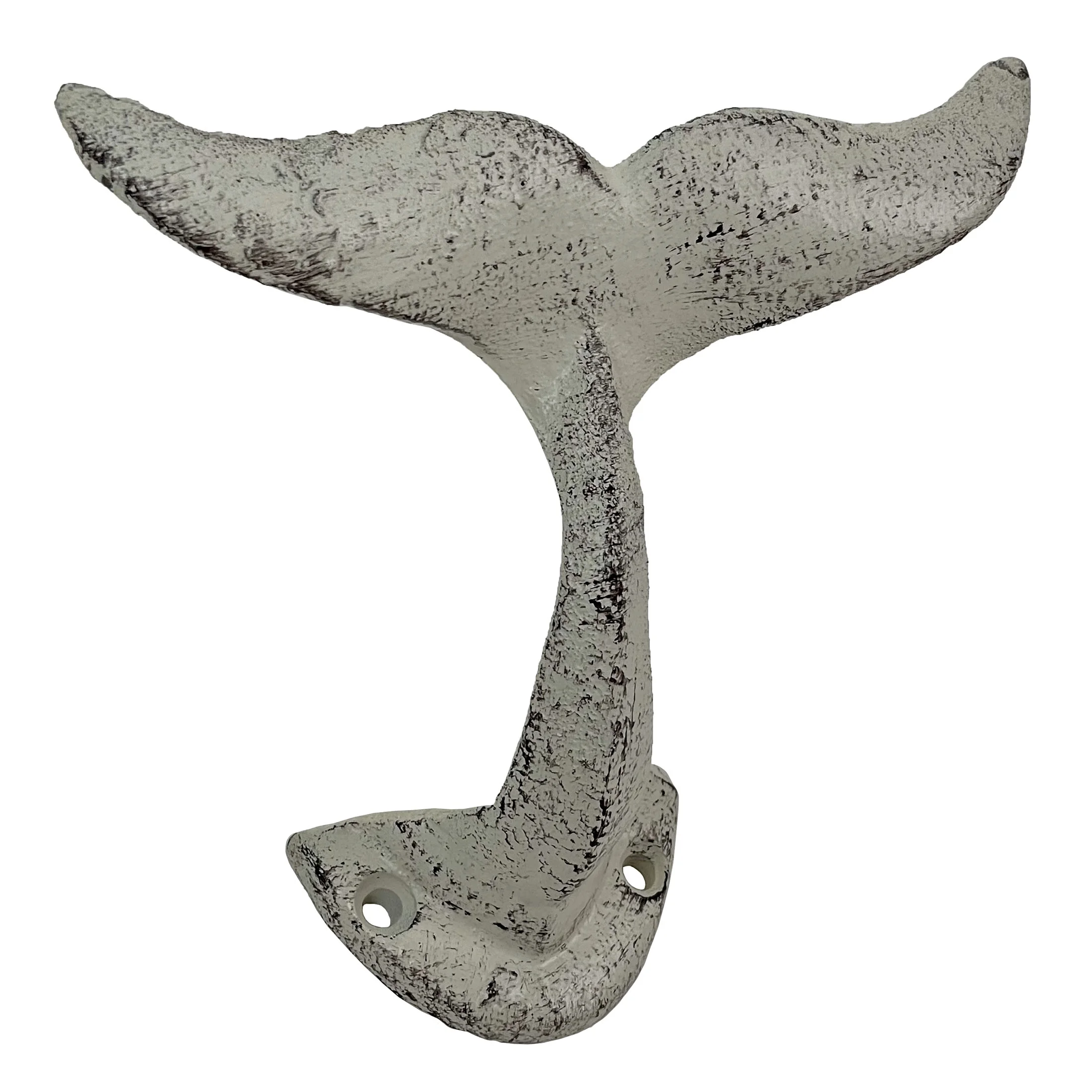 Zeckos Set of 3 Cast Iron Nautical Whale Tale Wall Hooks