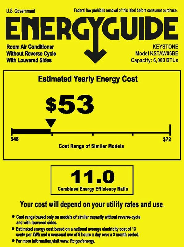 Keystone 6,000 BTU 115-Volt Window Air Conditioner, White, KSTAW06BE
