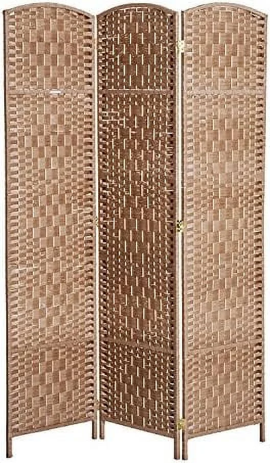 YPDCHB 6' Tall Wicker Weave 6 Panel Room Divider Privacy Screen - Brown
