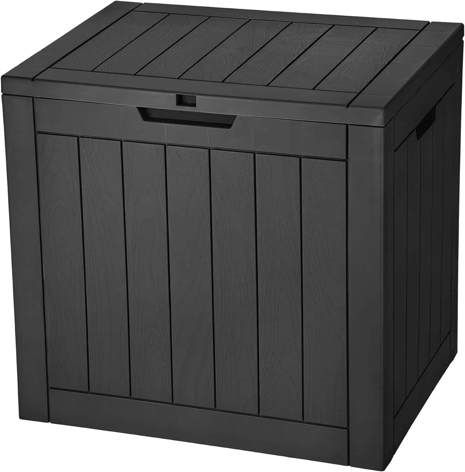 30 Gallon Waterproof Resin Deck Box, Outdoor Storage Box Package Delivery and Storage Box with Lockable Lid for Patio Furniture Cushions, Pool Accessories, Garden Tools, Black