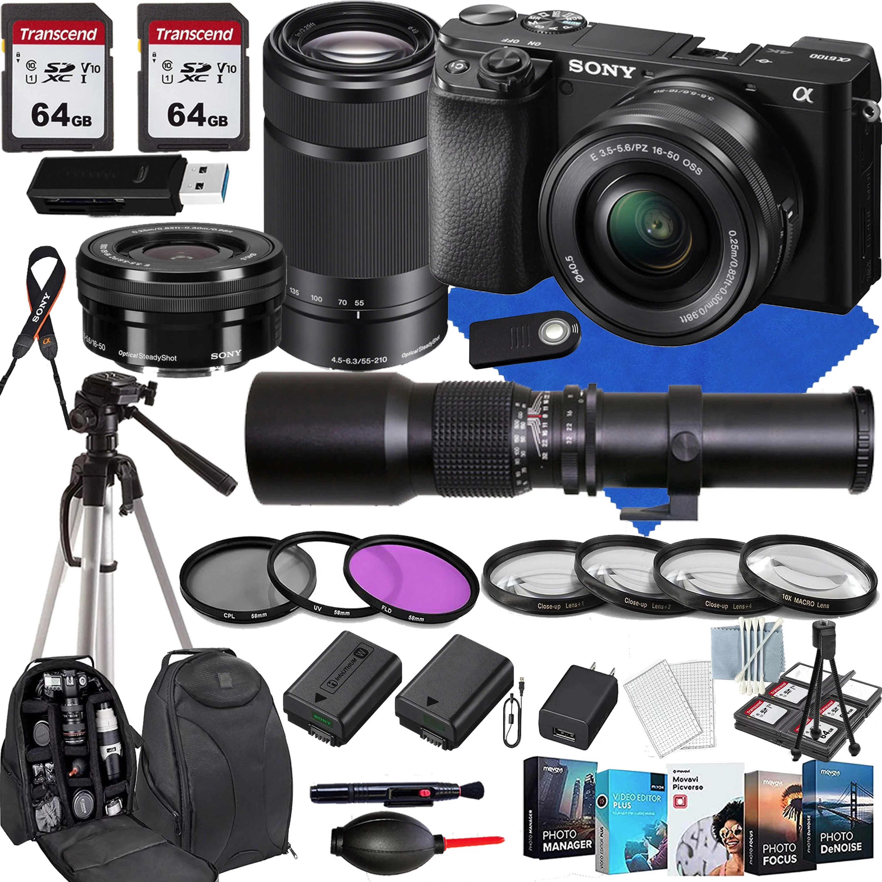 Sony A7R IVA Mirrorless Camera with Case+64 GIG Memory Card+COMMANDER Deluxe Starter Kit+Tripod+Photo Software(20PC)Bundle