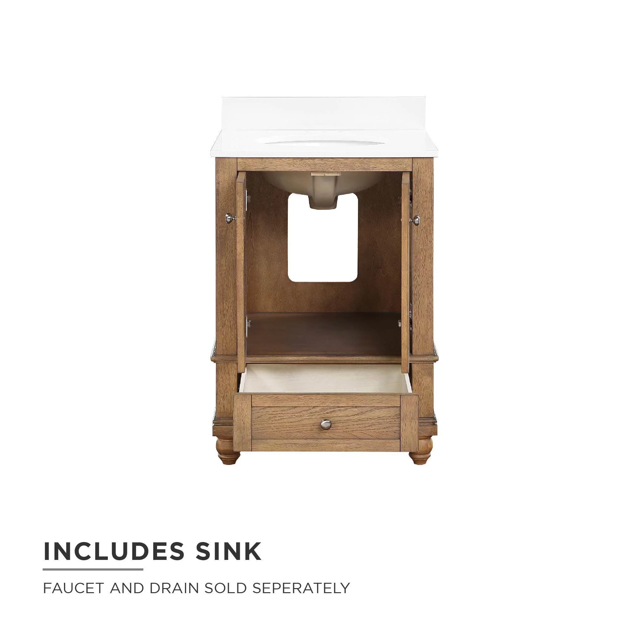 DHP Monteray Beach 24 Inch Bathroom Vanity with Sink, Natural