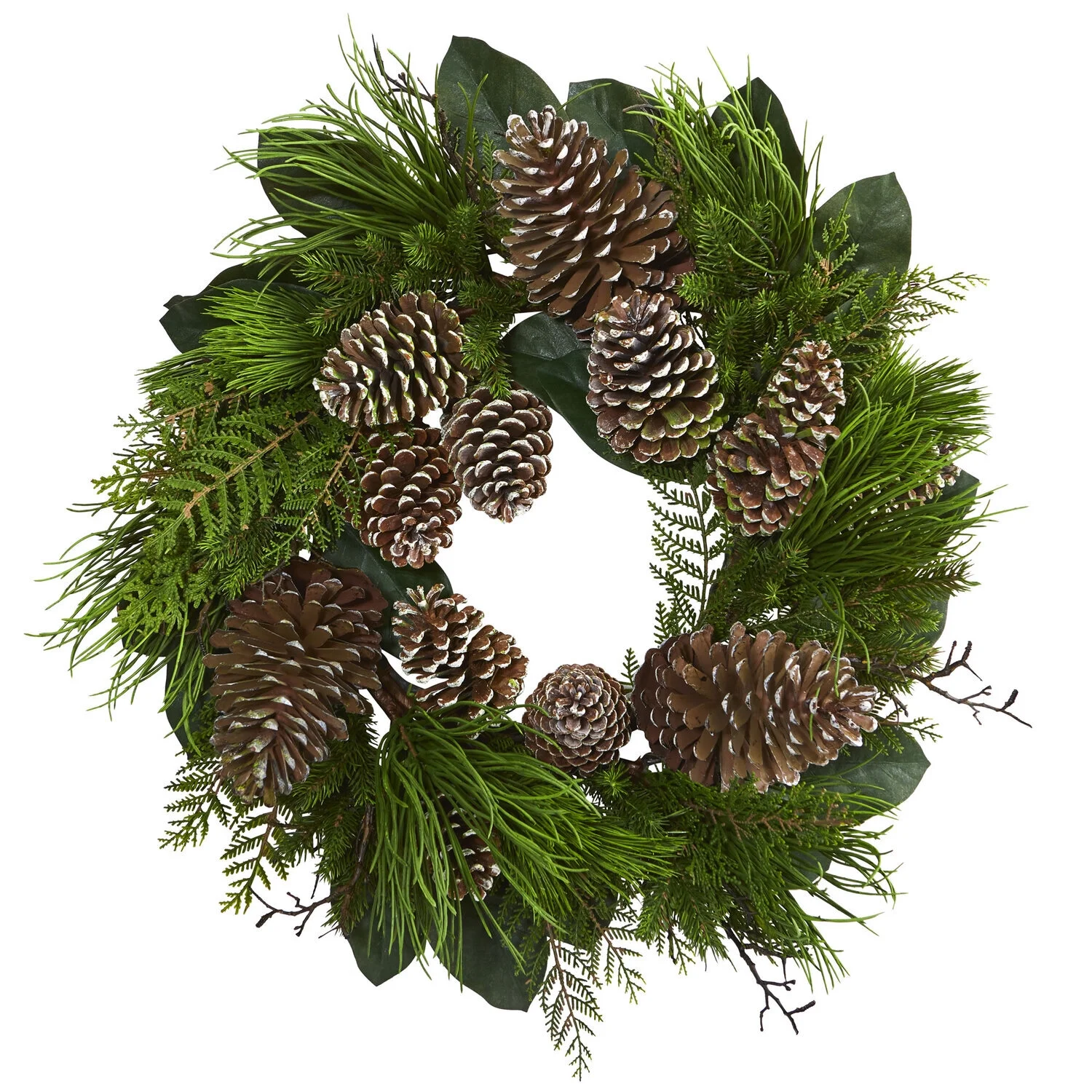 HomeStock Beachy Boho 28In. Pinecone And Pine Artificial Wreath